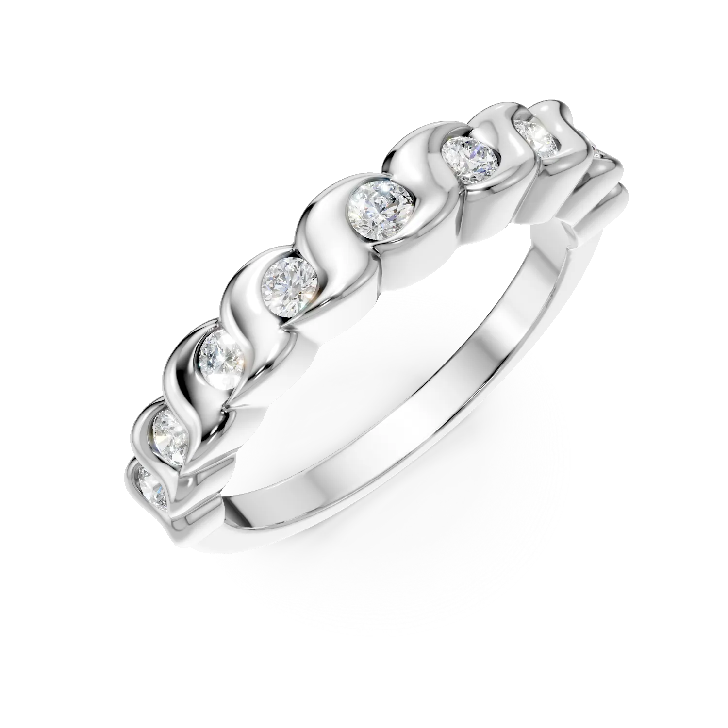 Inel semi eternity impletit din argint cu zirconii