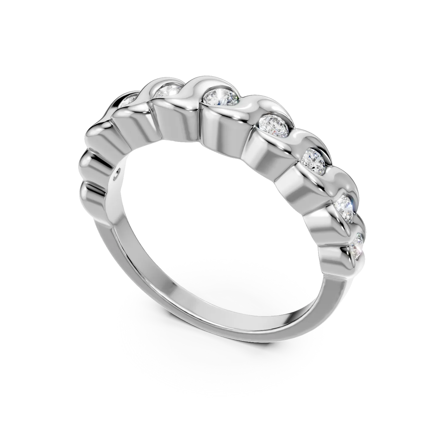 Inel semi eternity impletit din argint cu zirconii