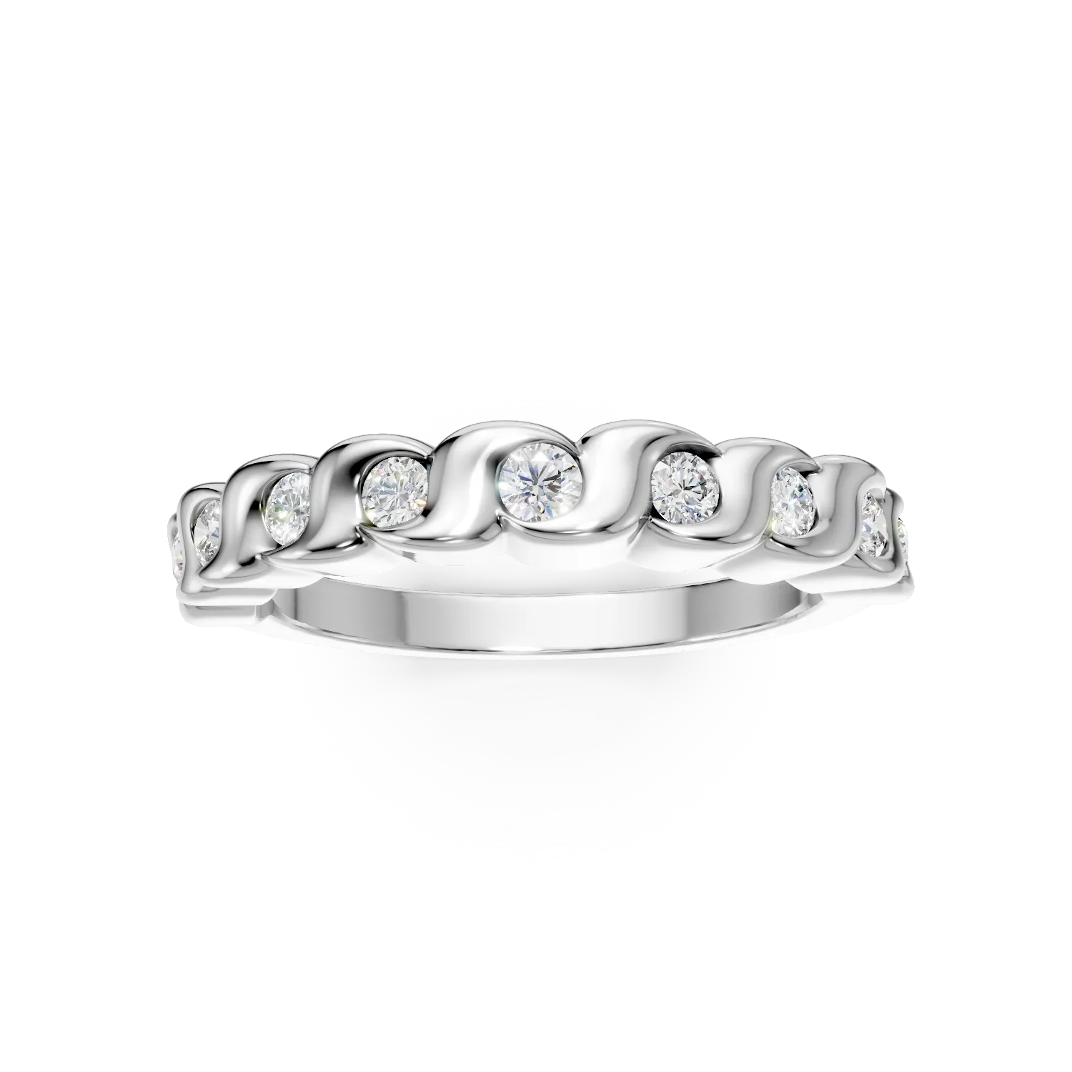 Inel semi eternity impletit din argint cu zirconii