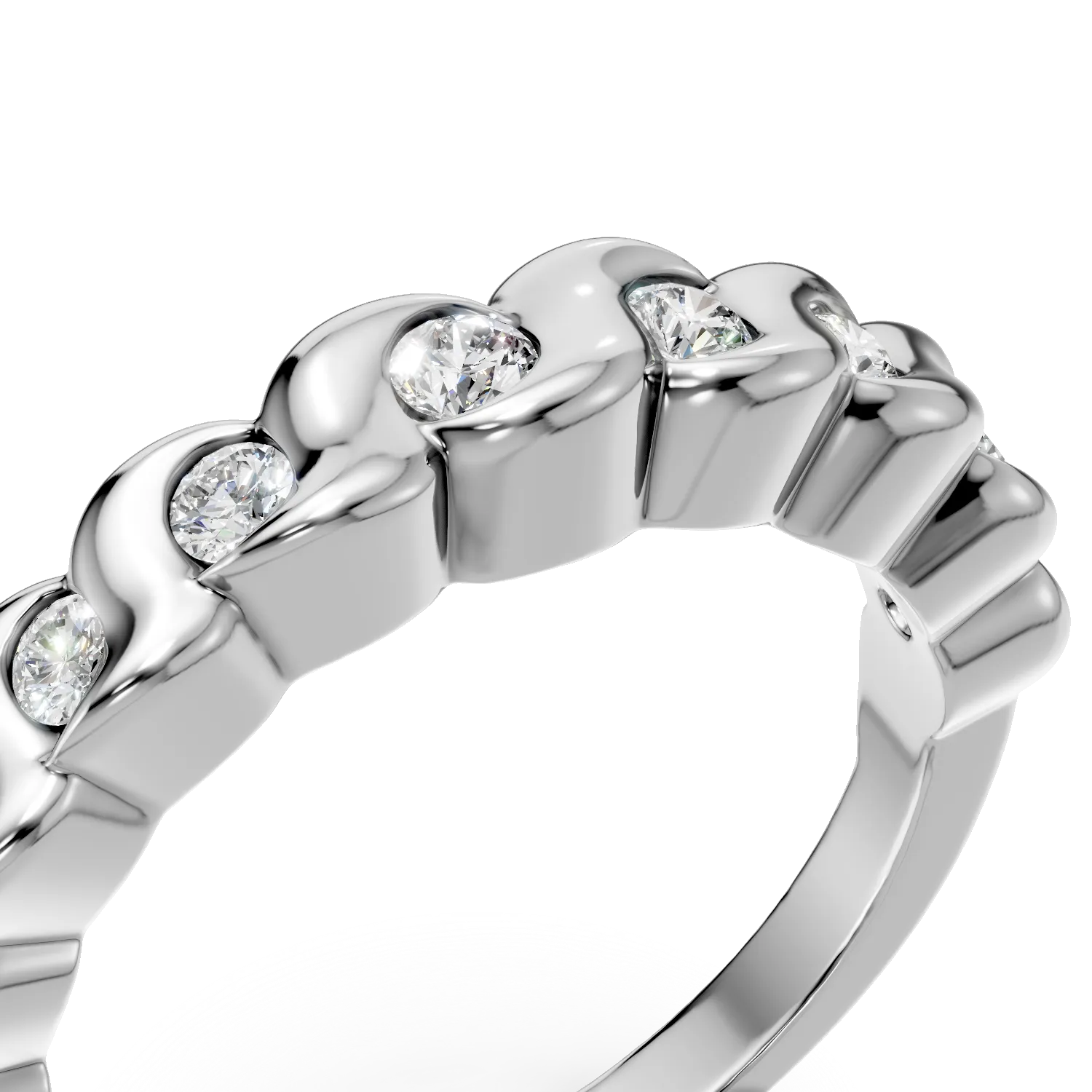 Inel semi eternity impletit din argint cu zirconii