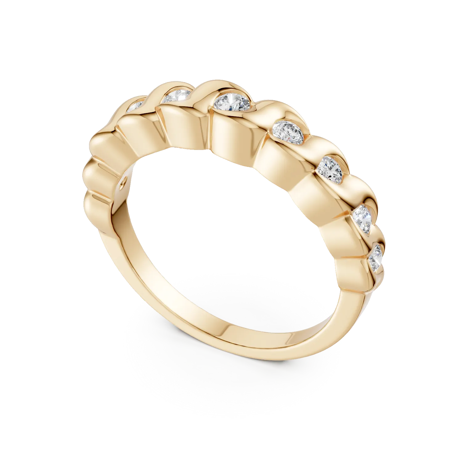 Inel semi eternity impletit din argint galben cu zirconii