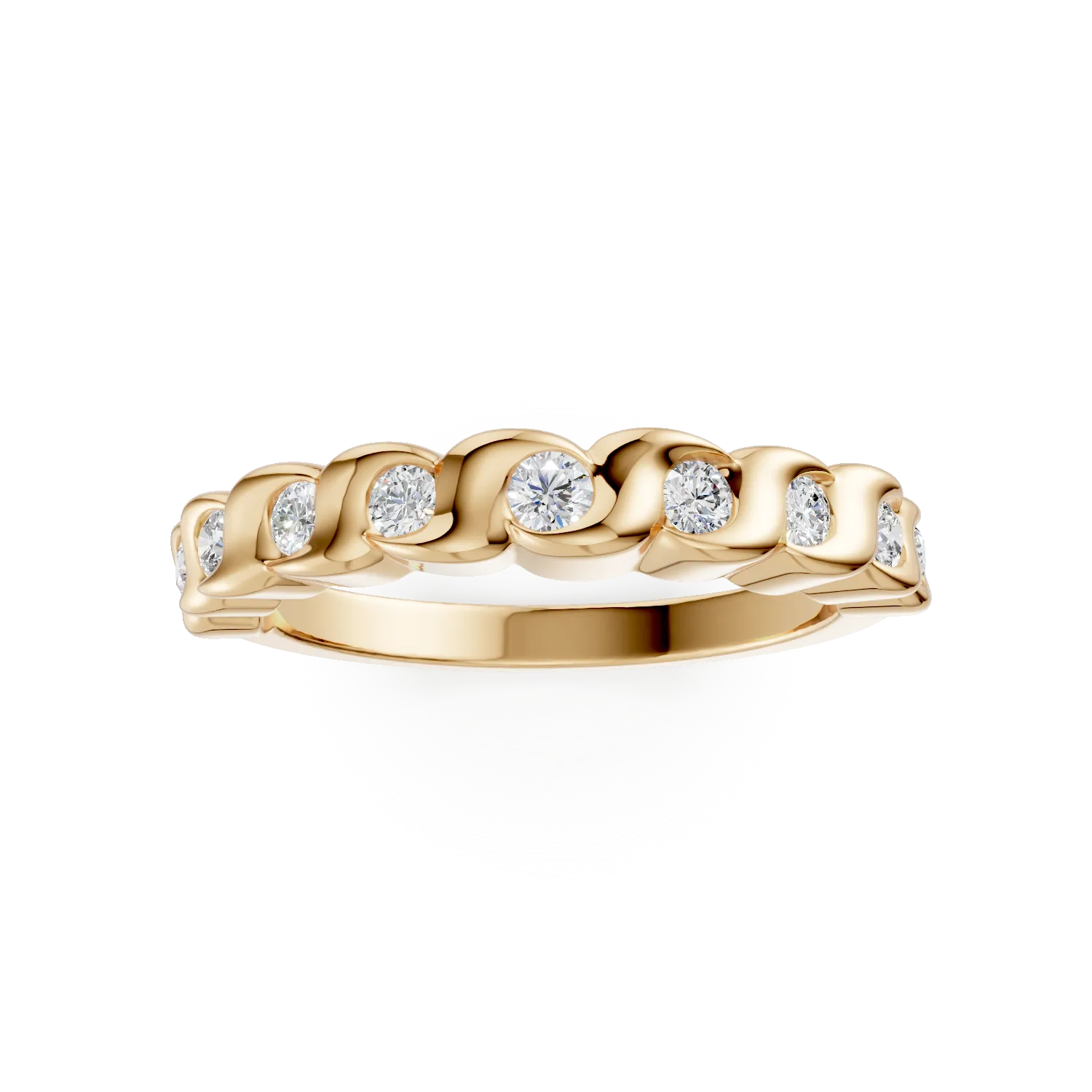 Inel semi eternity impletit din argint galben cu zirconii