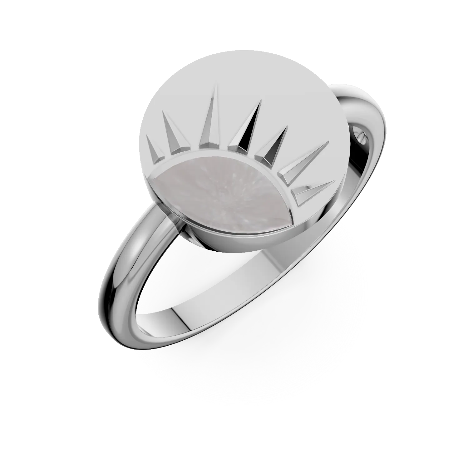 Inel rotund din argint cu detaliu solar