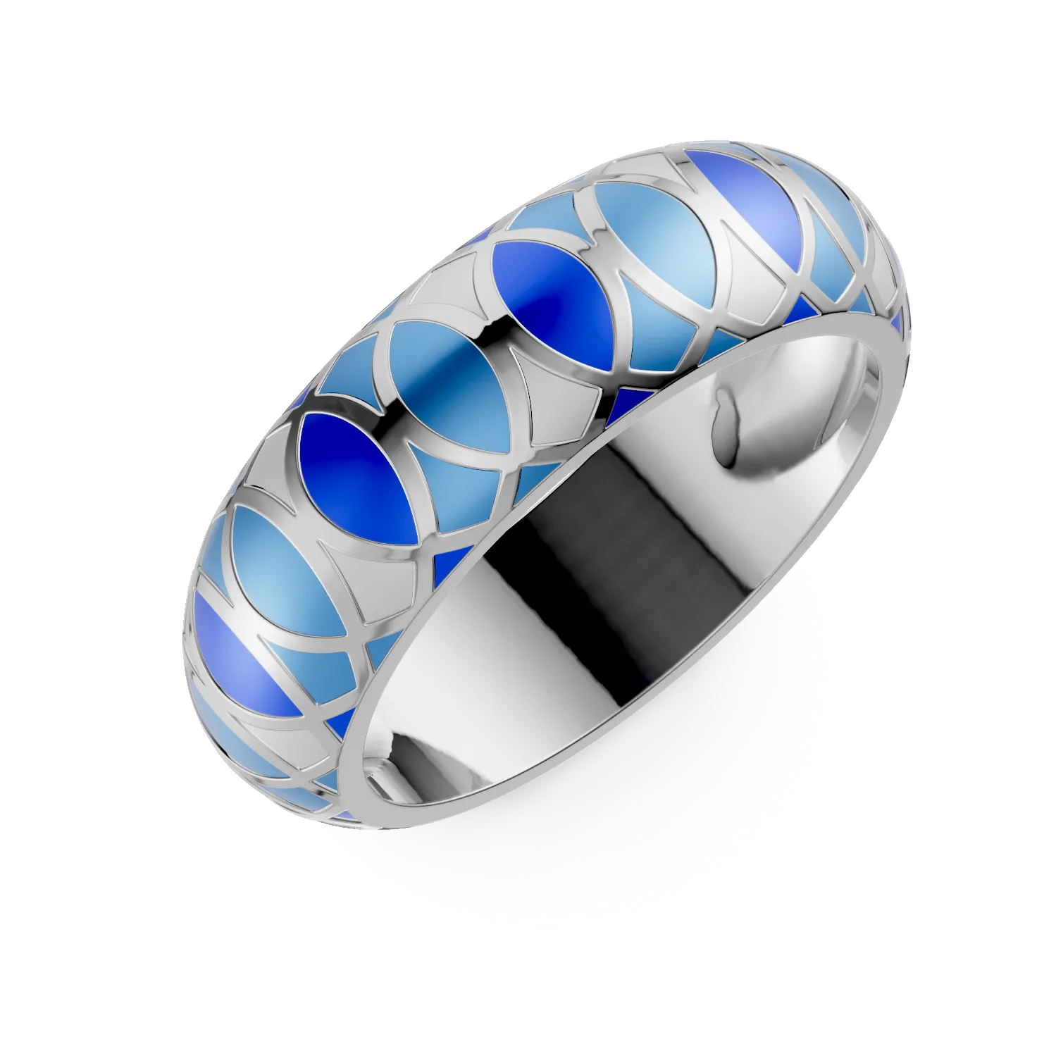 Inel din argint cu insertii albastre