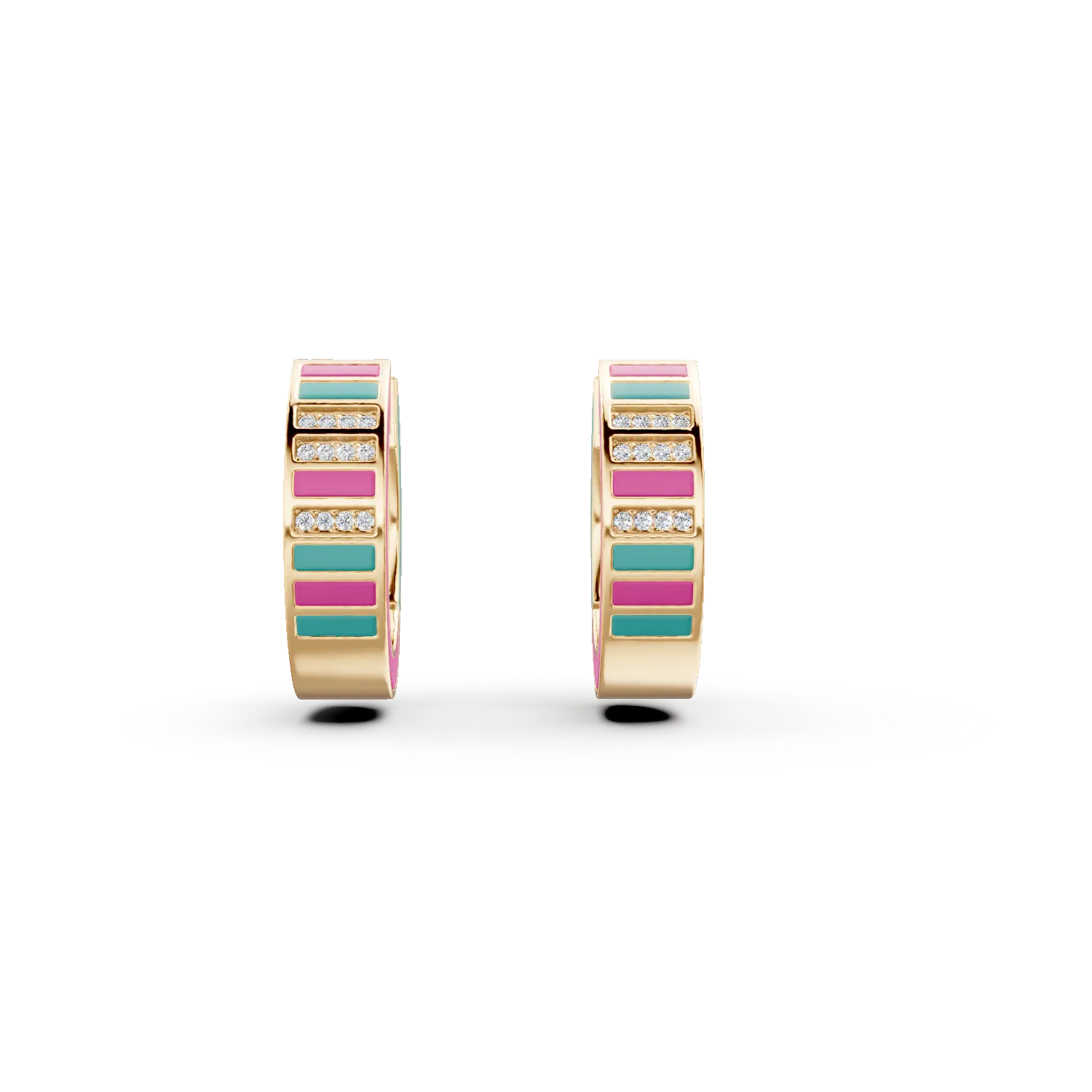 Cercei creole din argint galben cu insertii colorate si zirconii