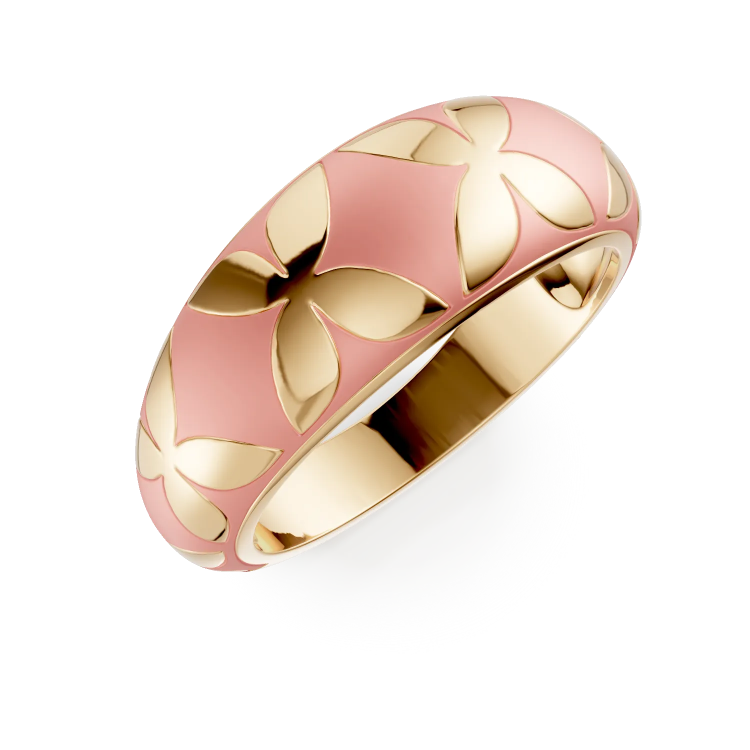 Inel din argint galben cu insertii roz