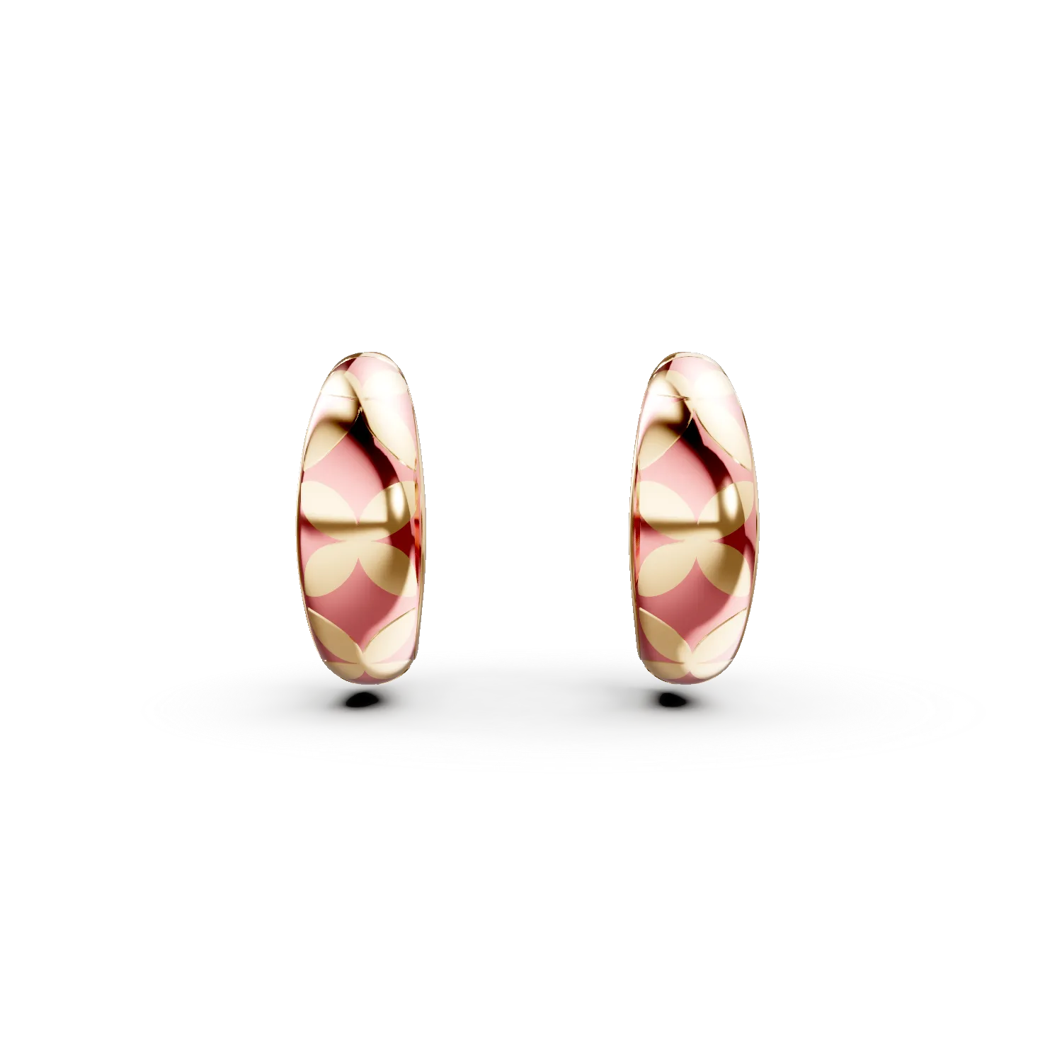 Cercei creole din argint galben cu insertii roz