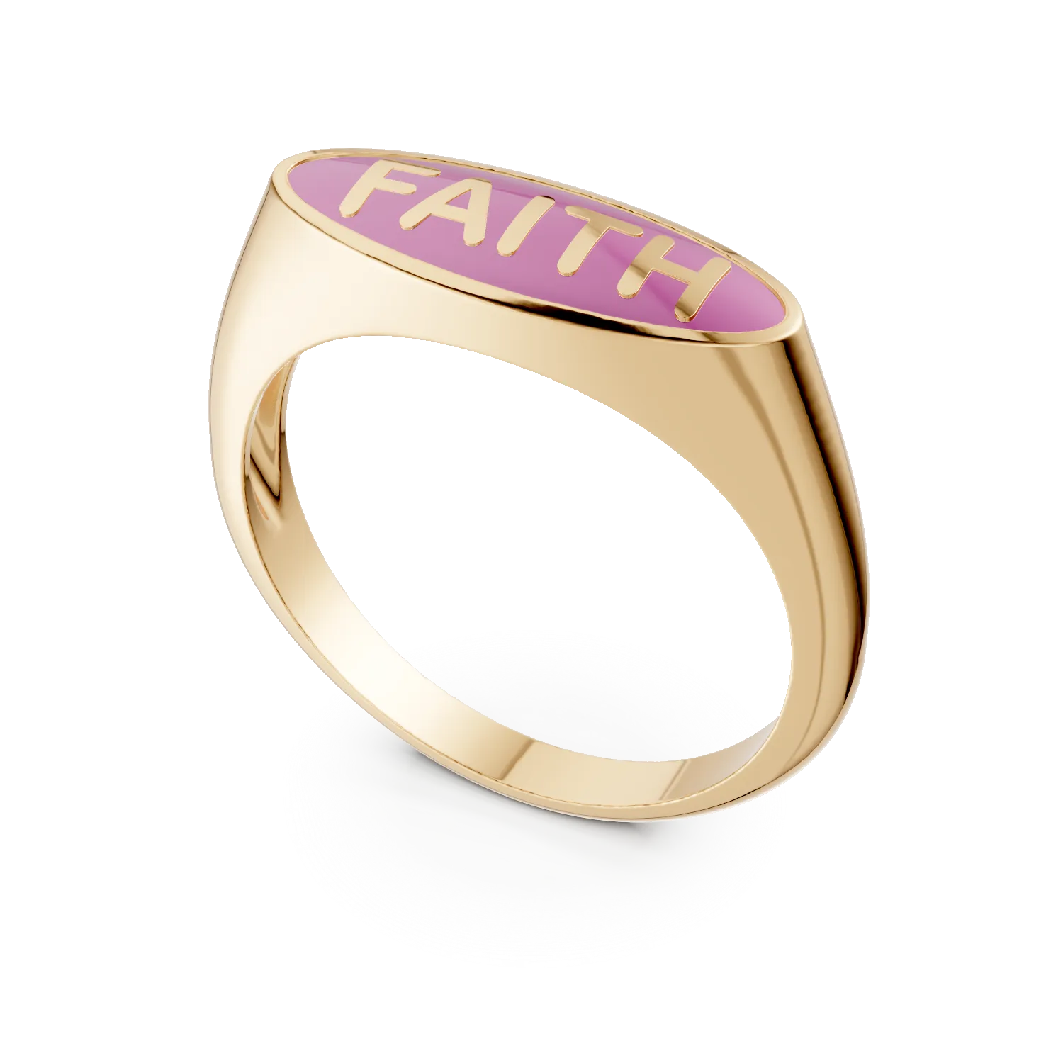 Inel FAITH din argint galben cu insertii roz - imagine 2