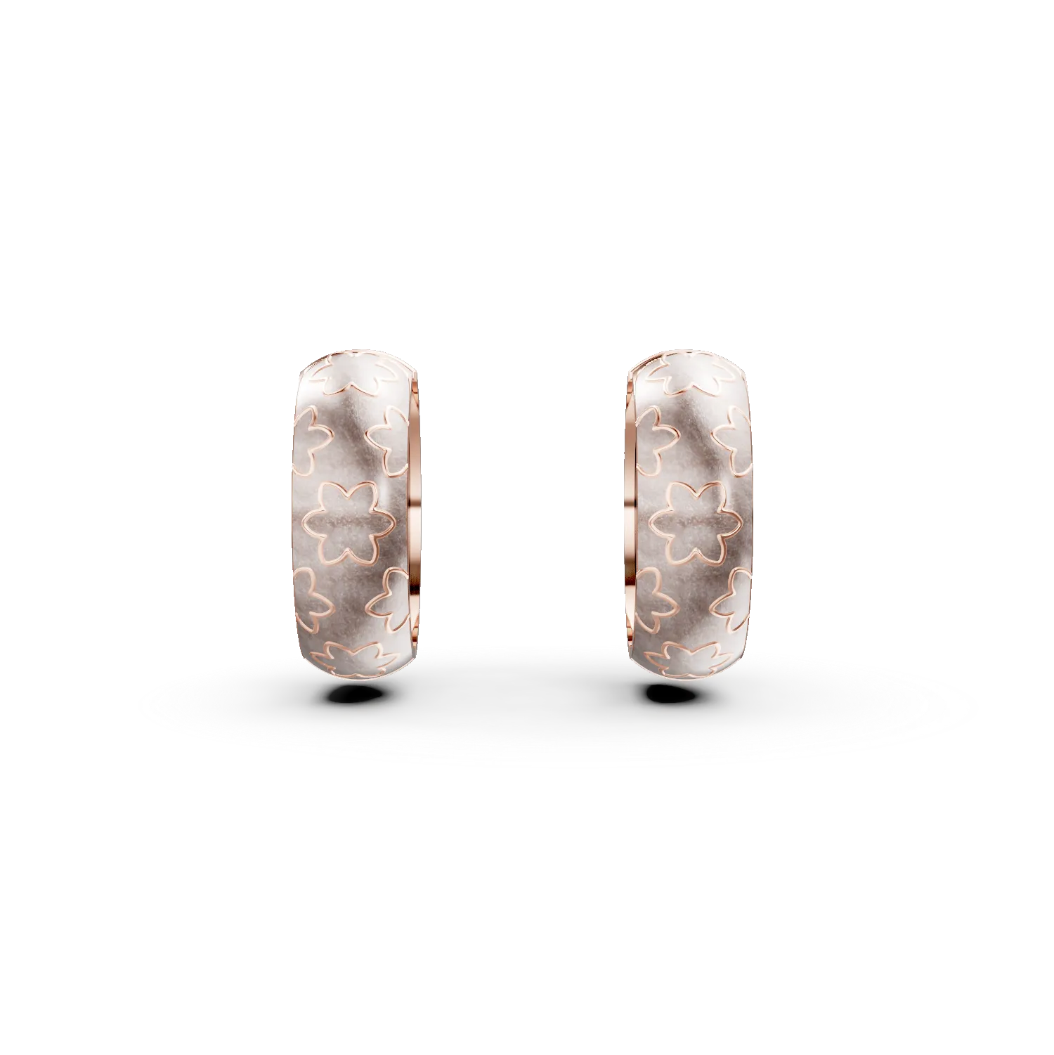 Cercei creole cu flori din argint roz