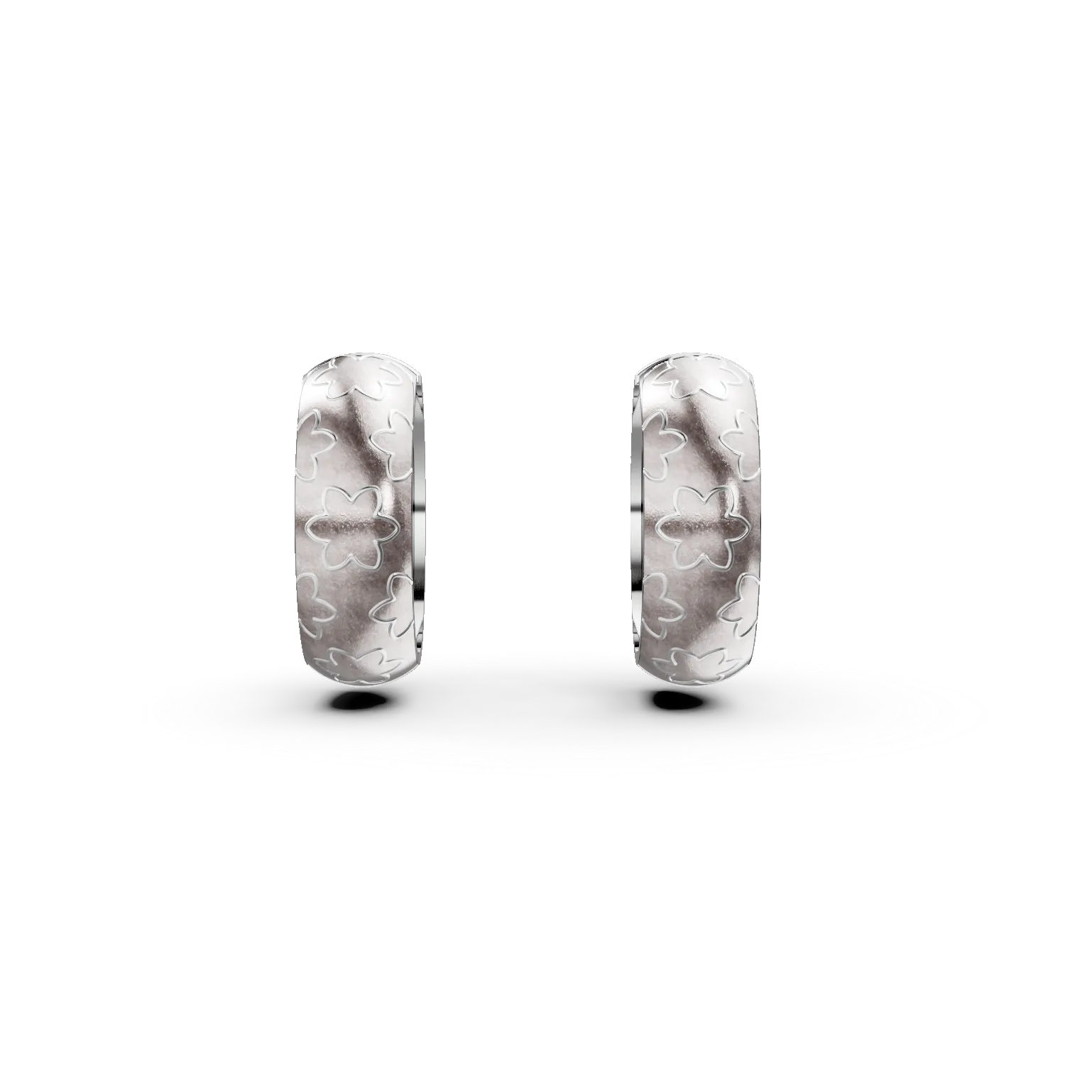 Cercei creole cu flori din argint