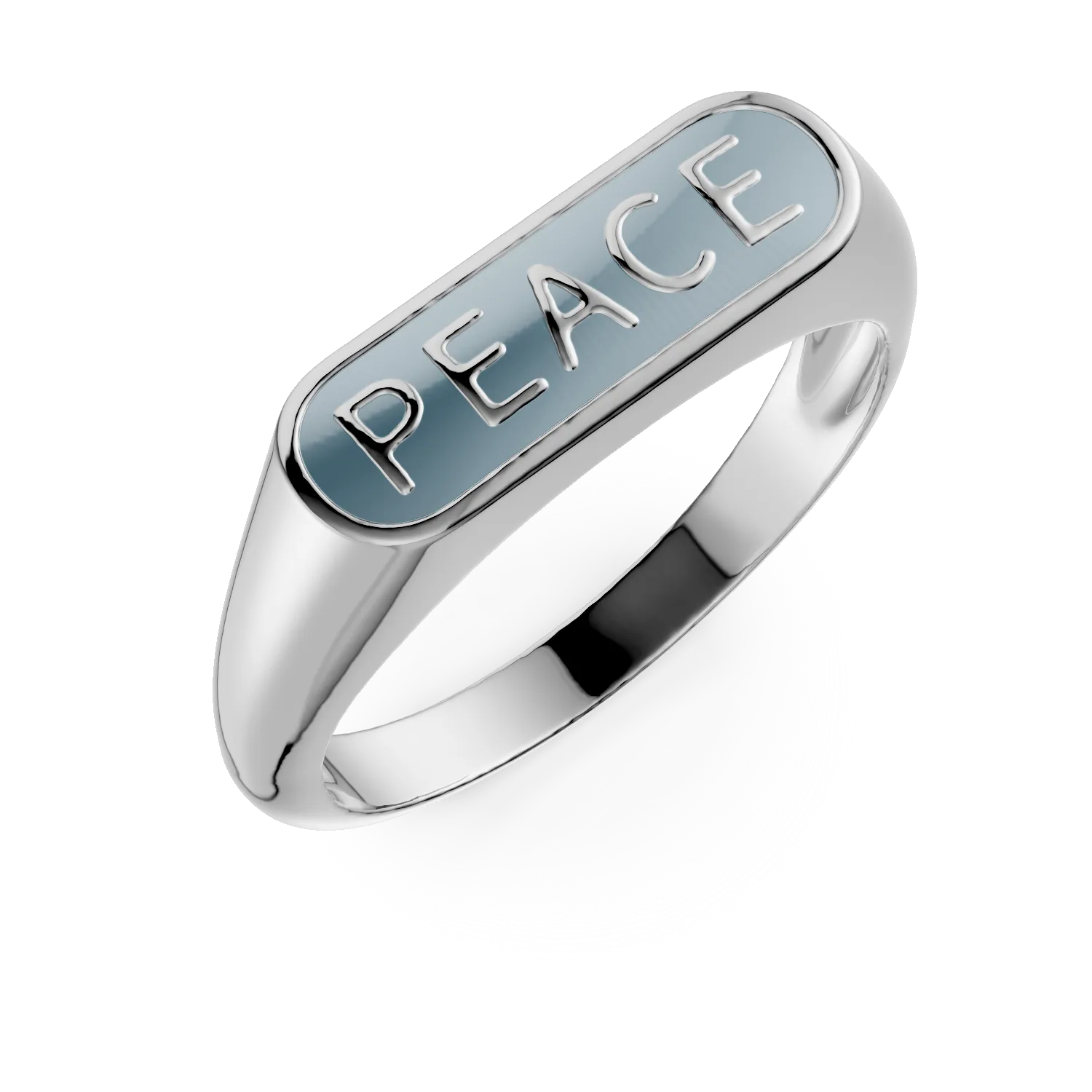 Inel PEACE din argint cu insertii albastre
