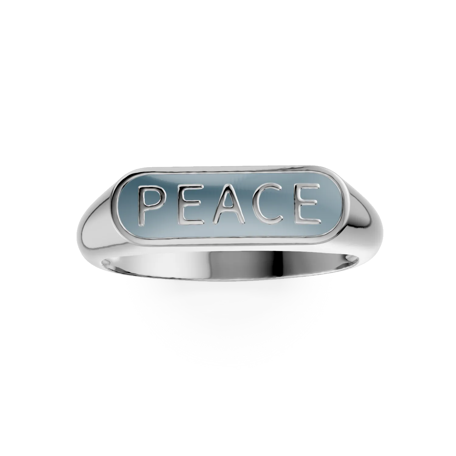 Inel PEACE din argint cu insertii albastre