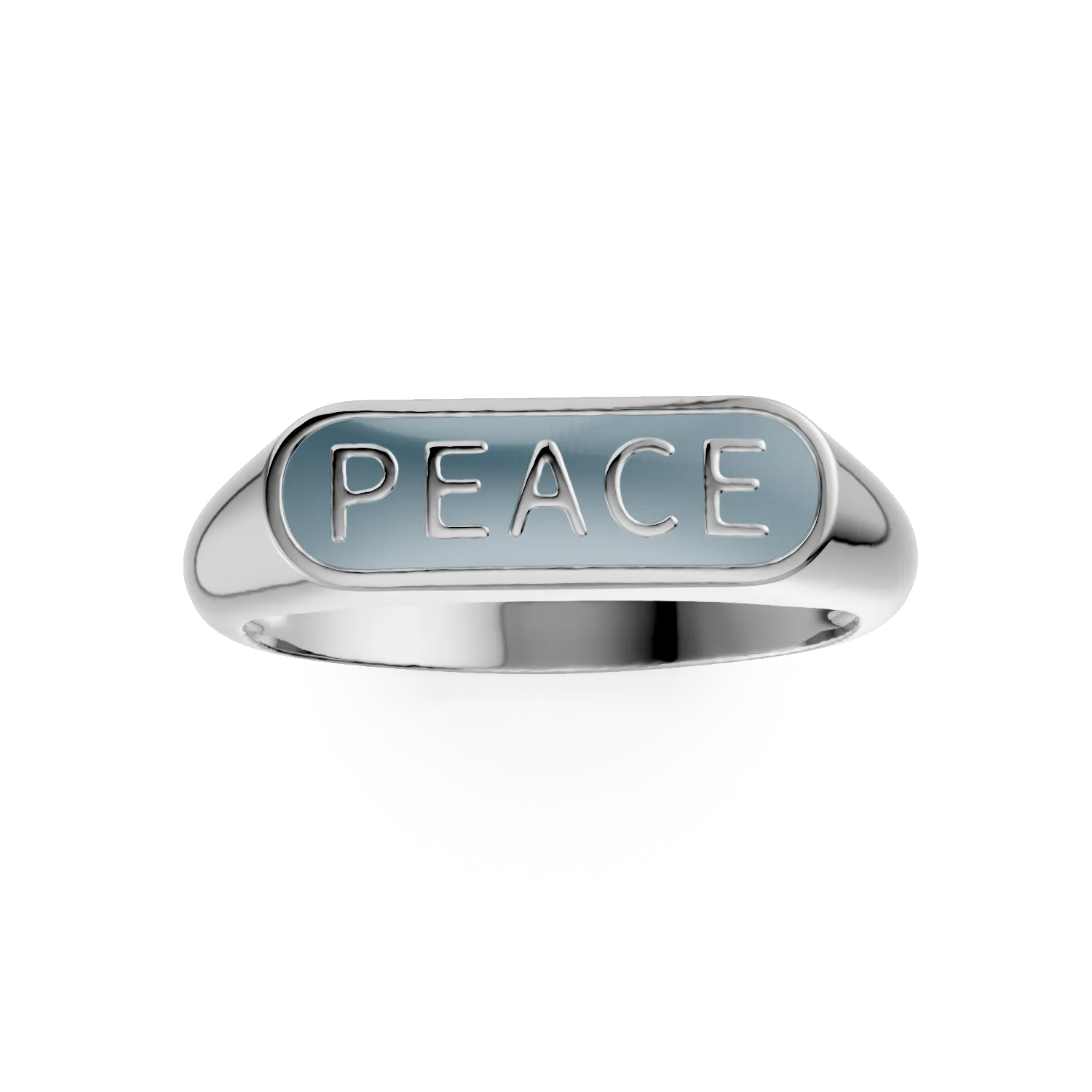 Inel PEACE din argint cu insertii albastre - Imagine 3