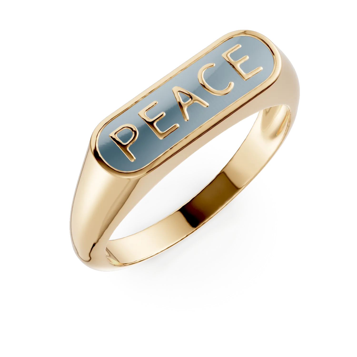 Inel PEACE din argint galben cu insertii albastre