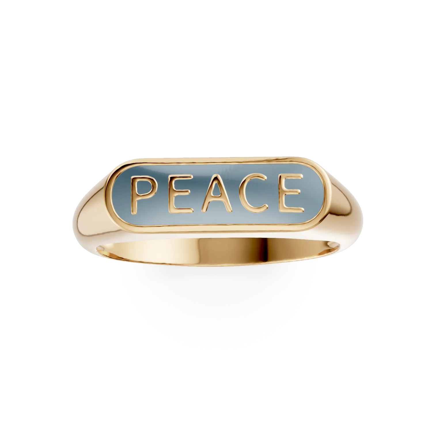 Inel PEACE din argint galben cu insertii albastre