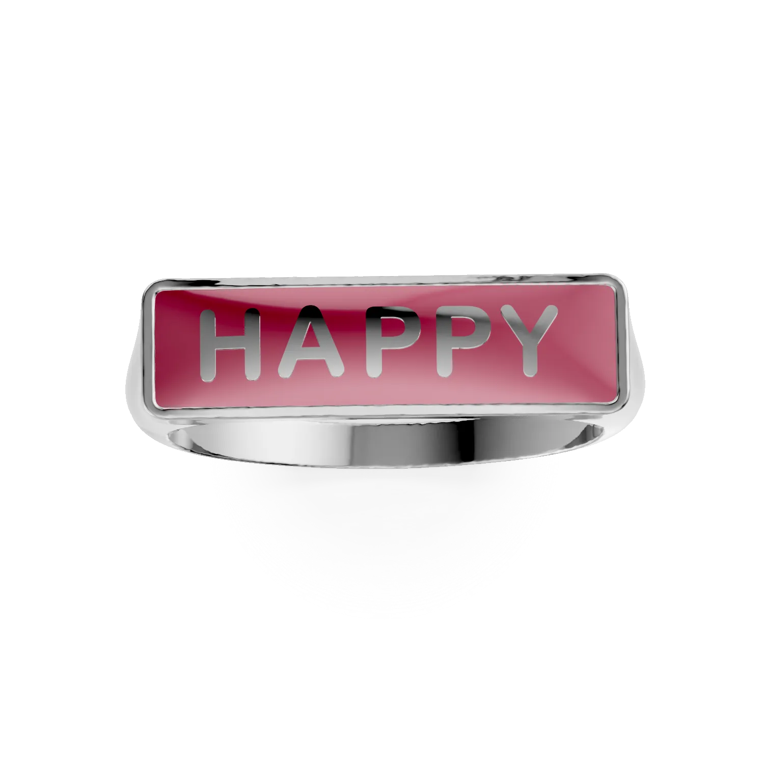 Inel HAPPY din argint cu insertii roz - Imagine 3