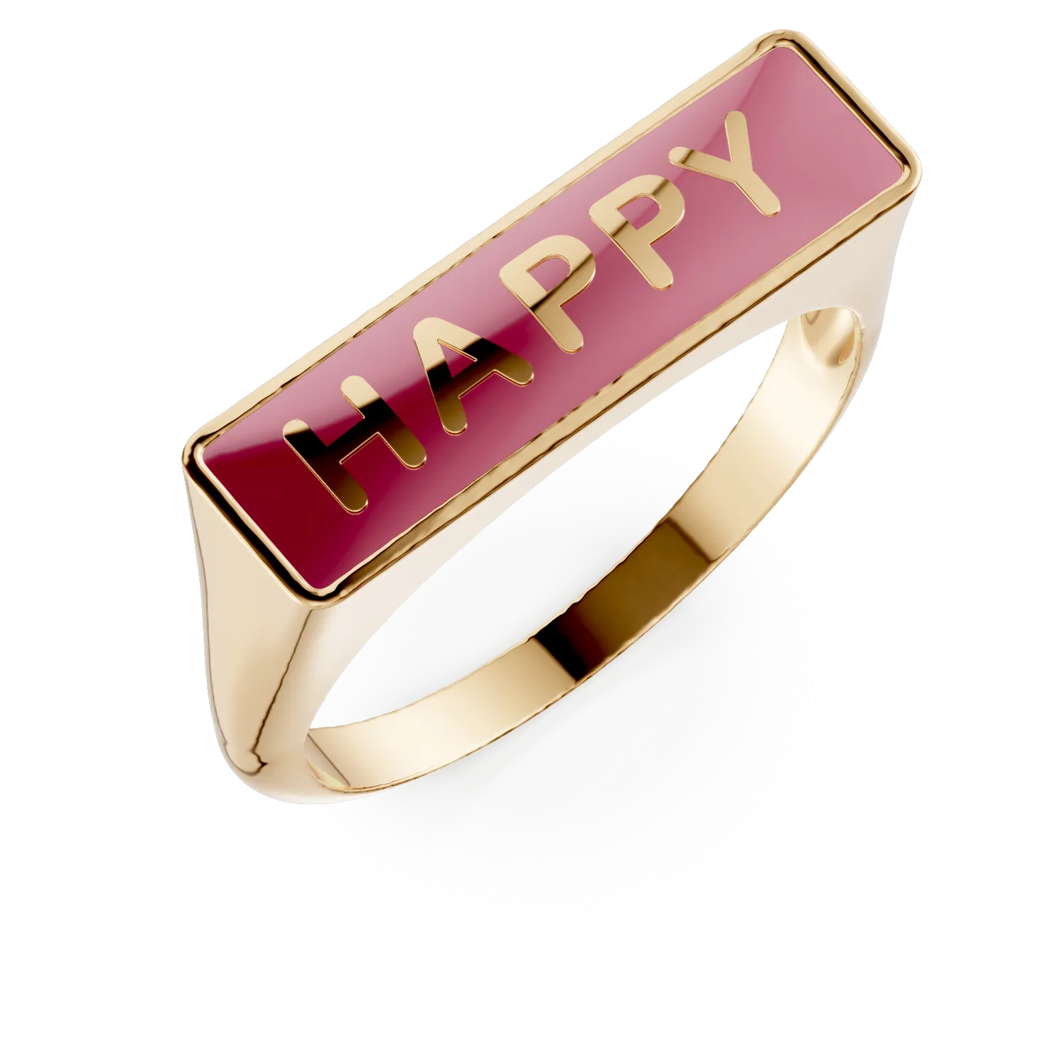 Inel HAPPY din argint galben cu insertii roz