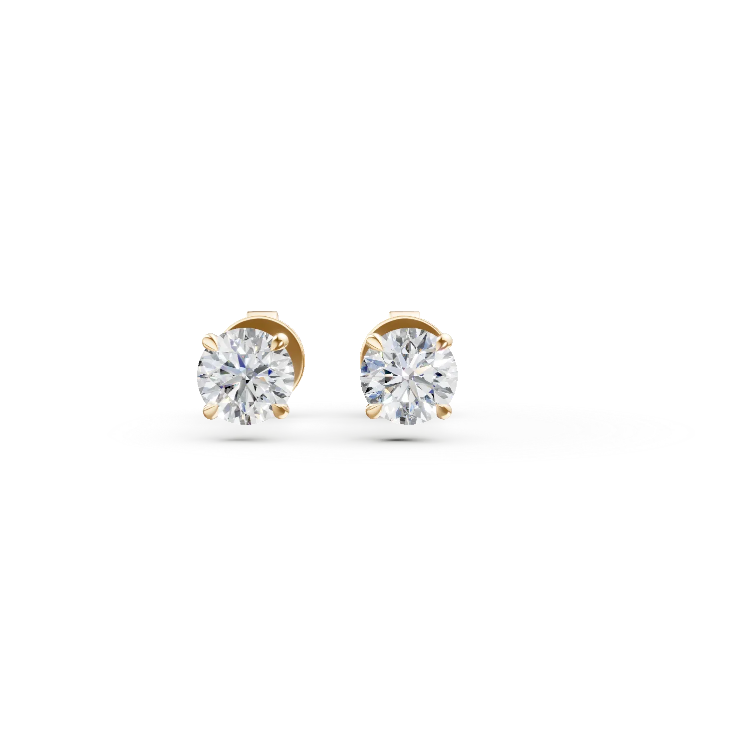 Cercei din aur galben cu diamante solitaire de 1.5ct create in laborator