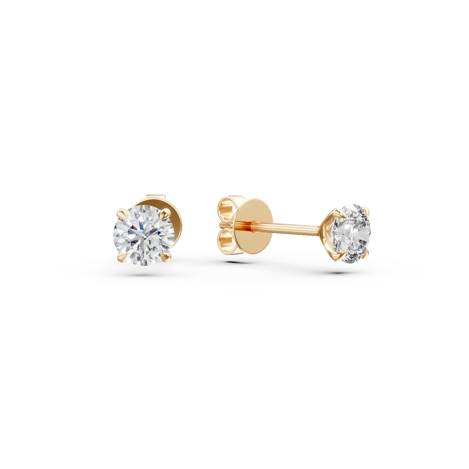Cercei din aur galben cu diamante solitaire de 1.5ct create in laborator