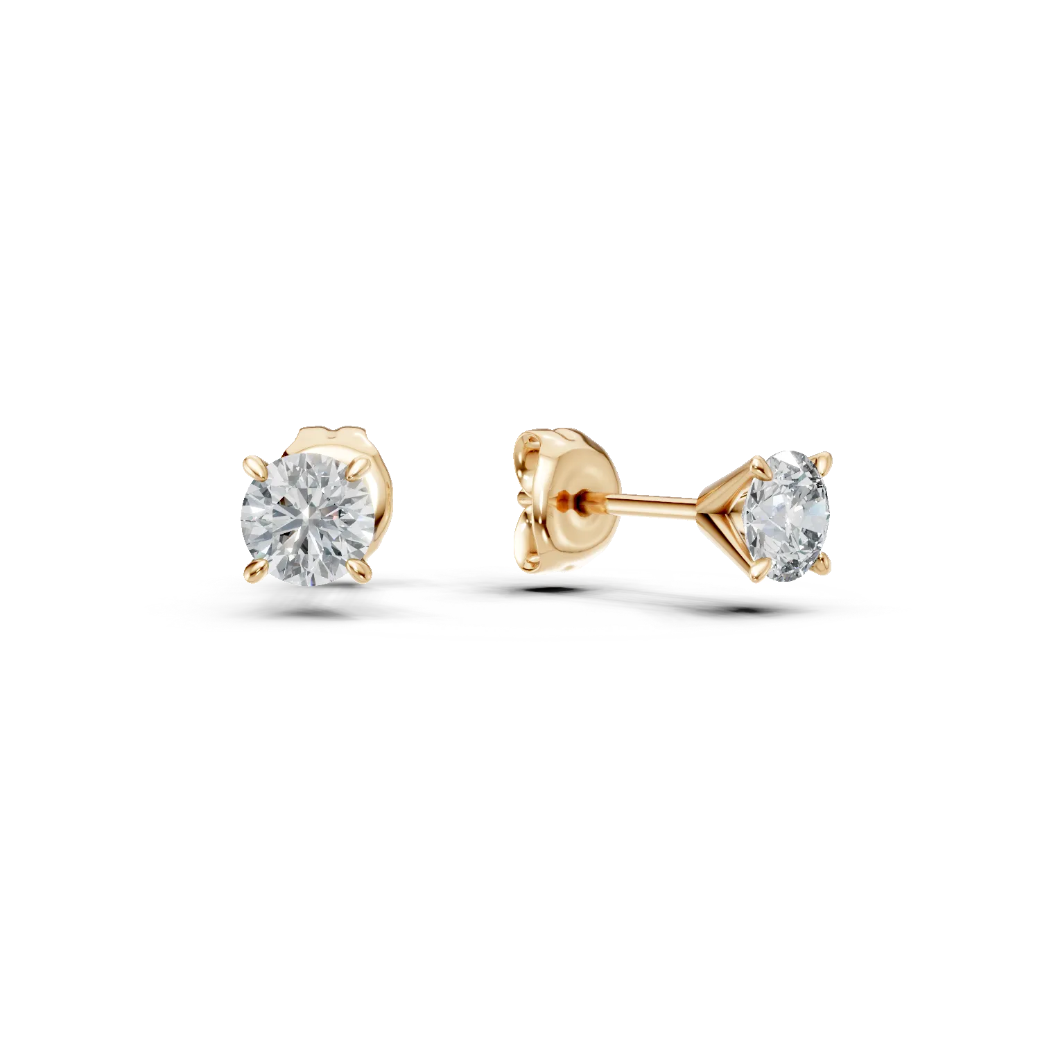 Cercei din aur galben cu diamante solitaire de 1.03ct create in laborator