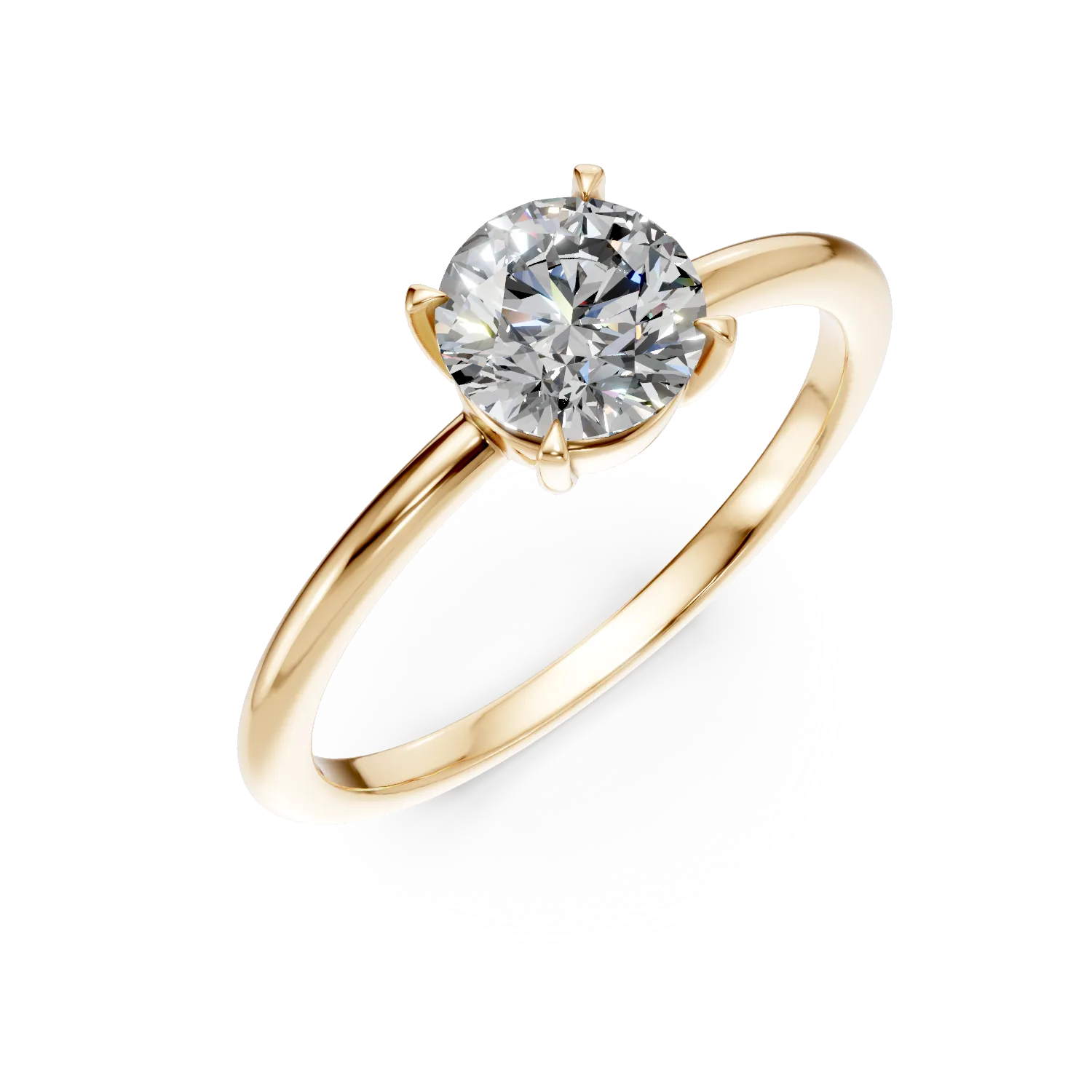 Inel de logodna din aur galben cu diamant solitaire de 1.01ct creat in laborator