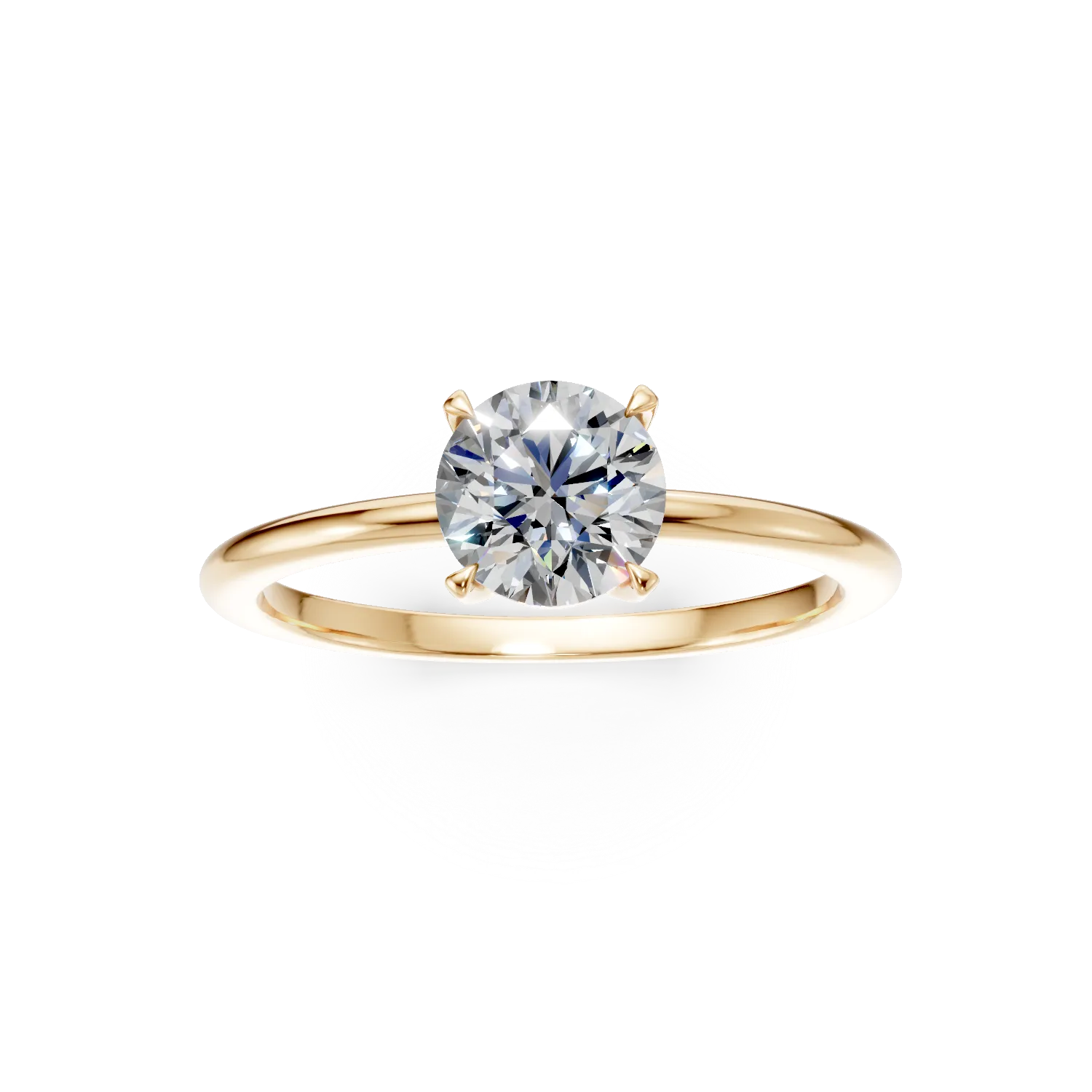 Inel de logodna din aur galben cu diamant solitaire de 1.01ct creat in laborator