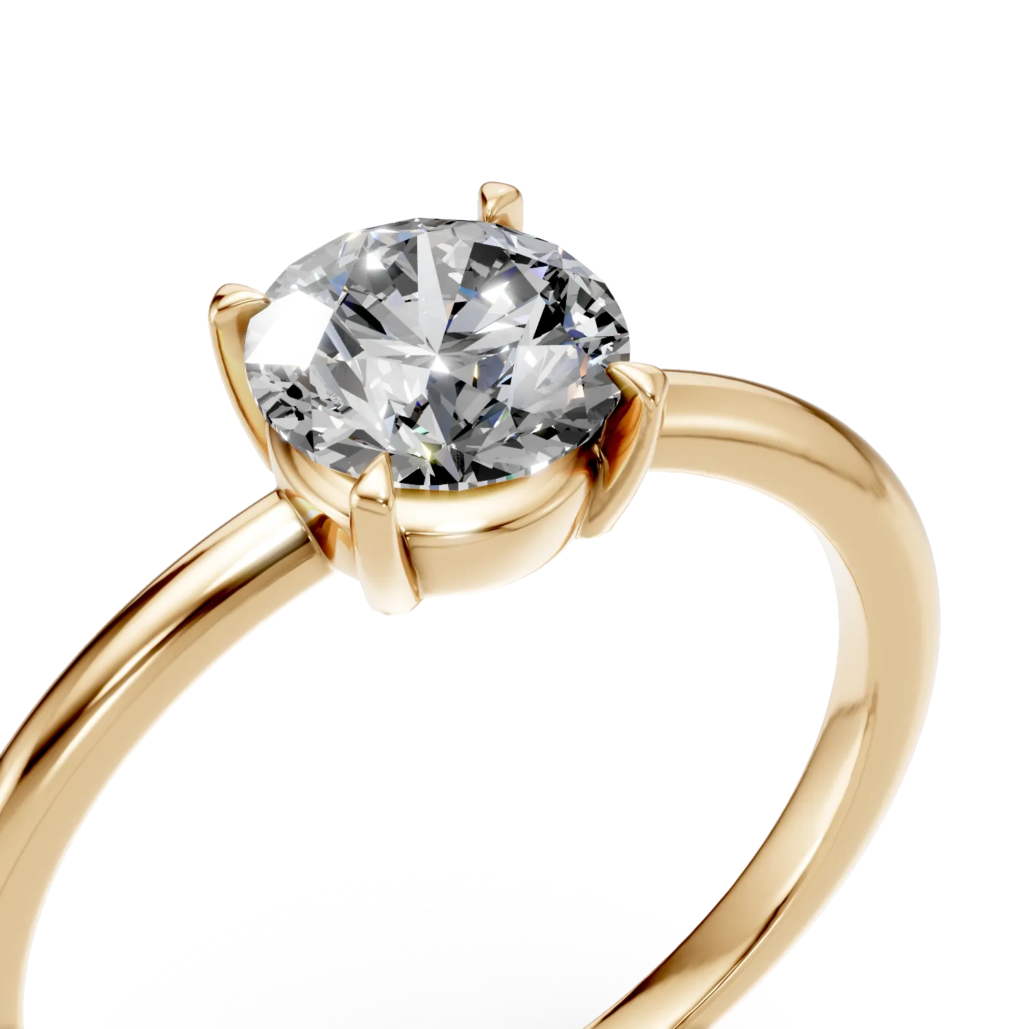 Inel de logodna din aur galben cu diamant solitaire de 1.01ct creat in laborator