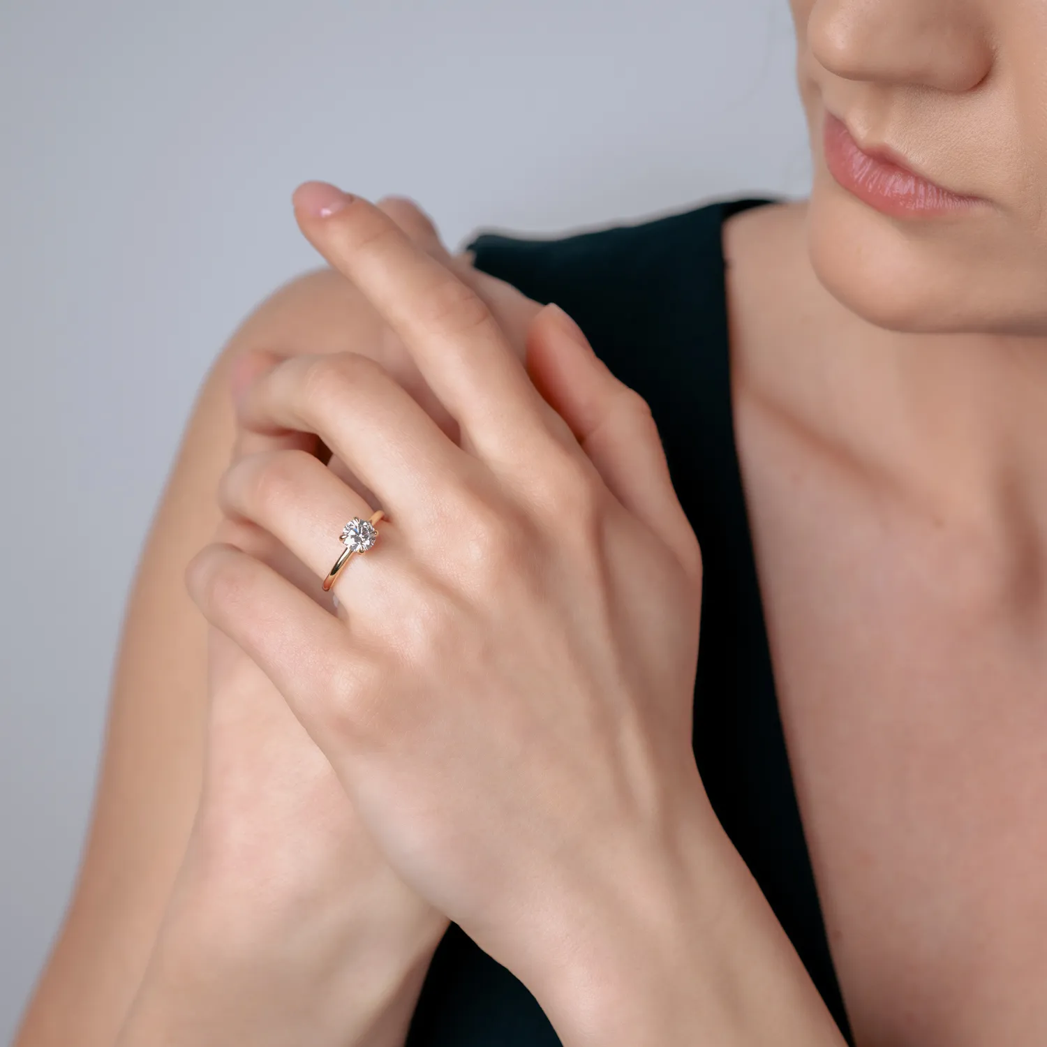 Inel de logodna din aur galben cu diamant solitaire de 1.01ct creat in laborator