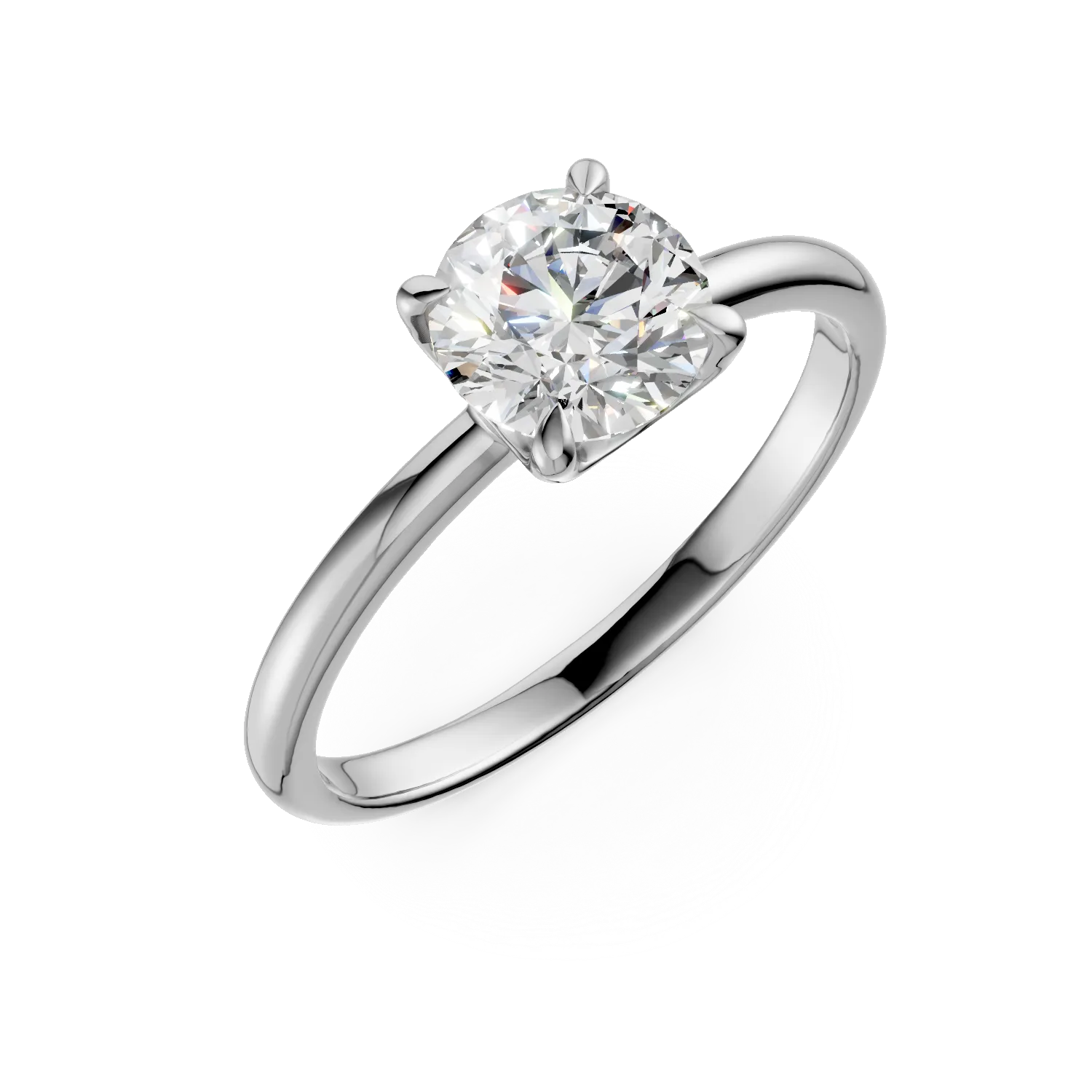 Inel de logodna din aur alb cu diamant solitaire de 1.51ct creat in laborator
