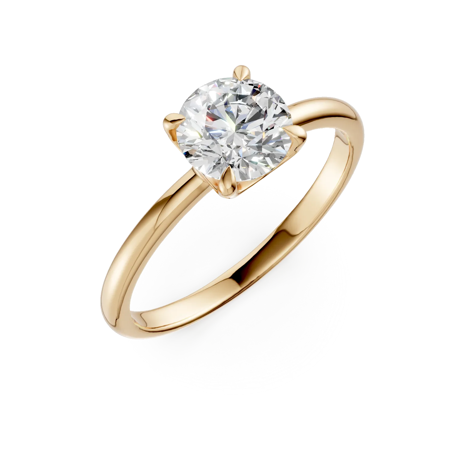 Inel de logodna din aur galben cu diamant solitaire de 1.55ct creat in laborator