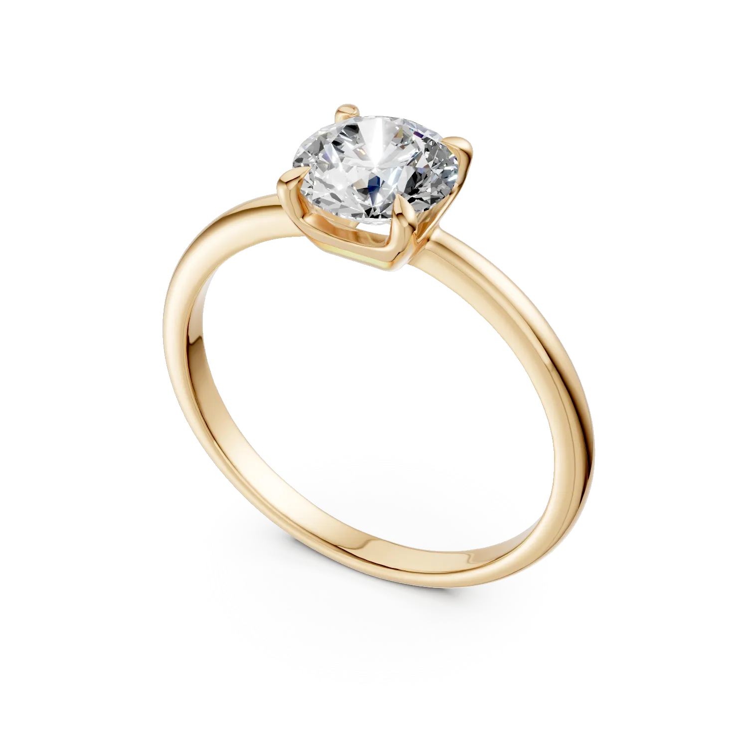 Inel de logodna din aur galben cu diamant solitaire de 1.5ct creat in laborator