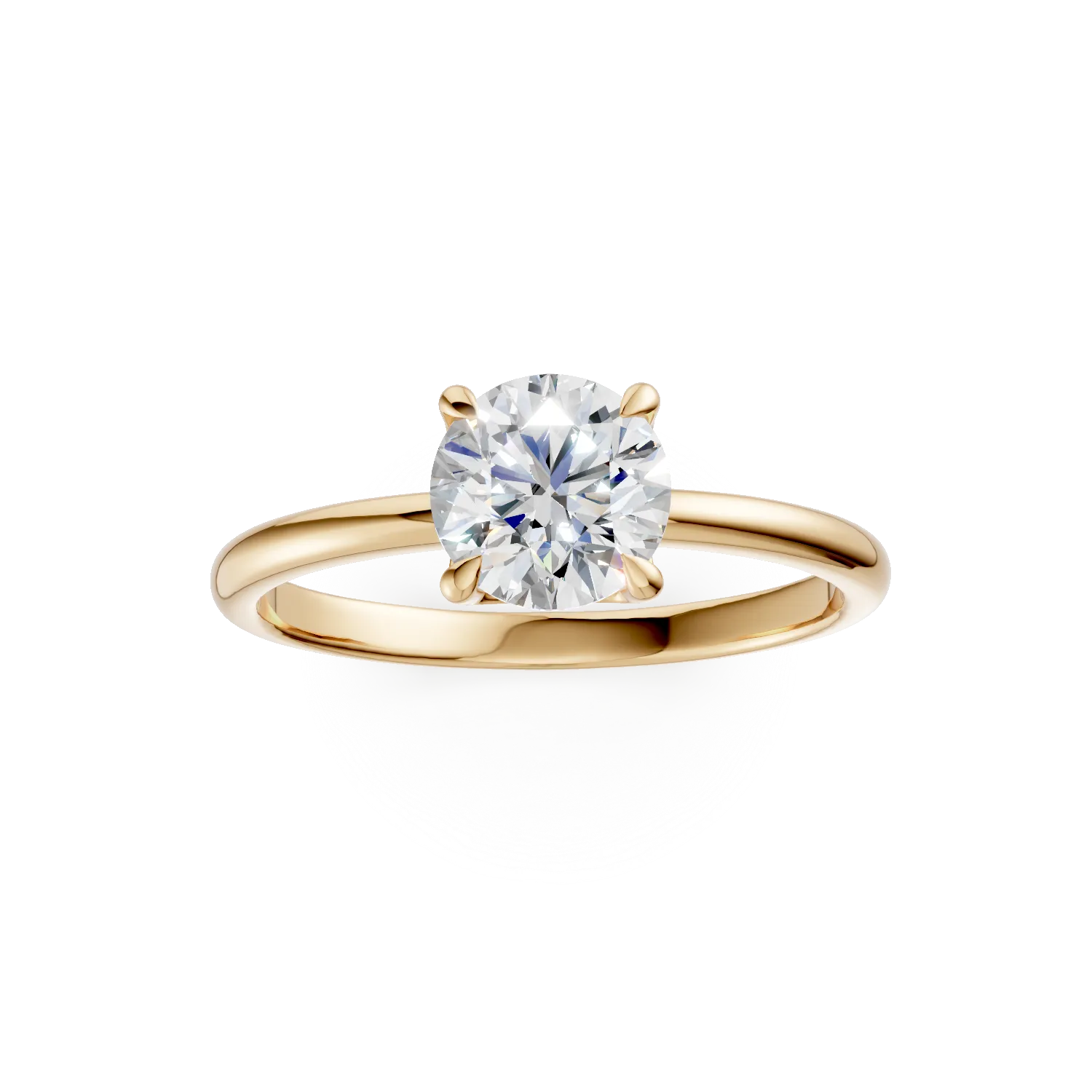 Inel de logodna din aur galben cu diamant solitaire de 1.5ct creat in laborator