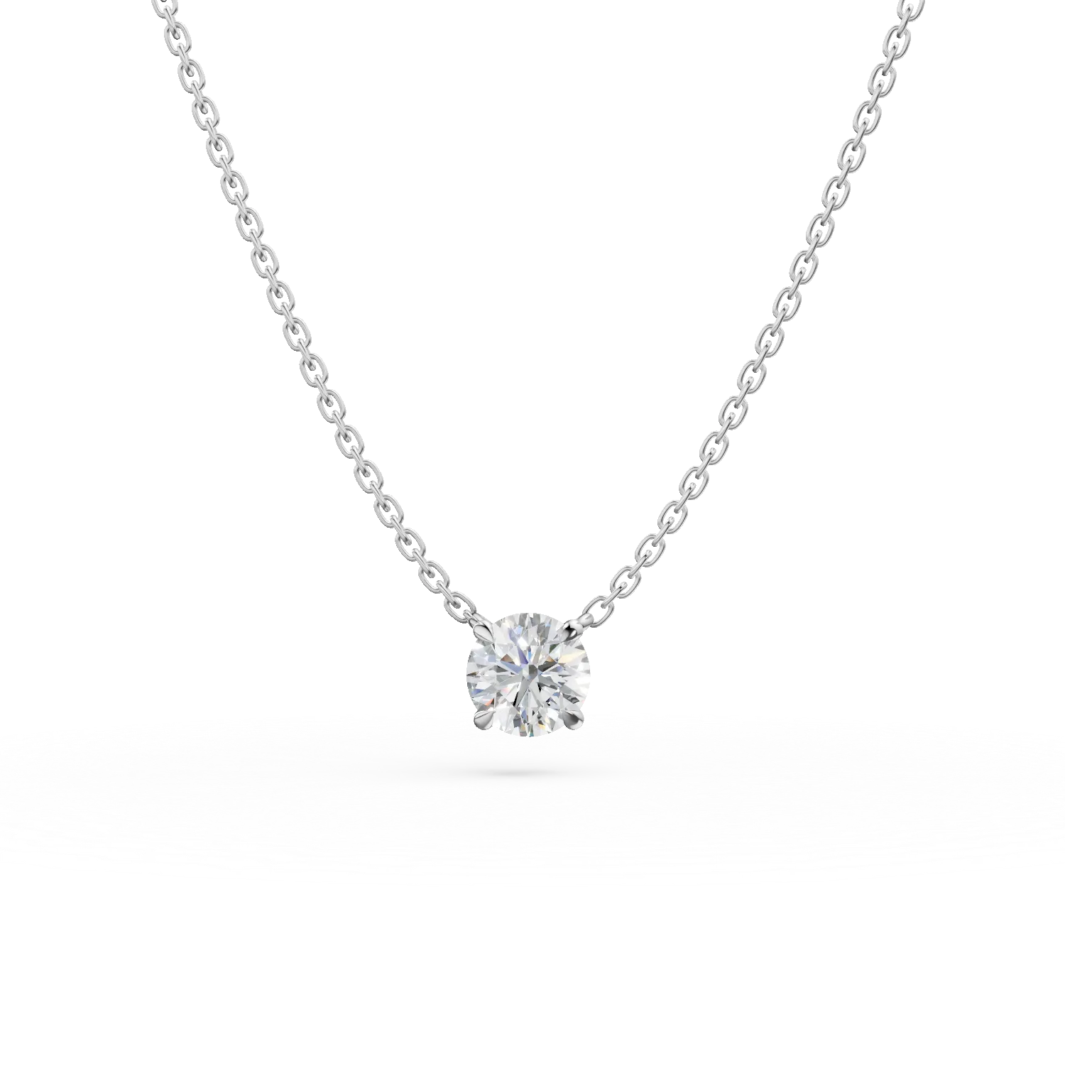 Colier din aur alb cu diamant solitaire de 1.04ct creat in laborator
