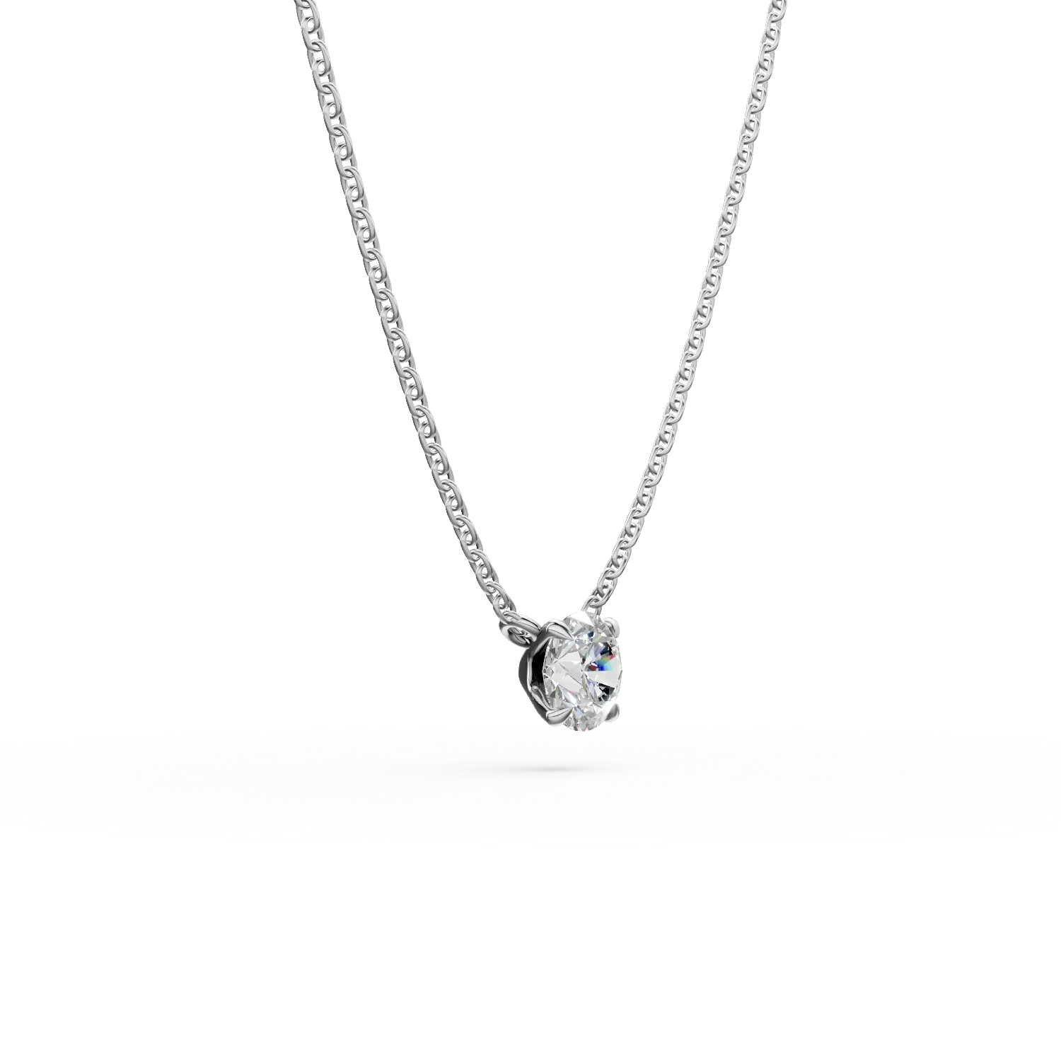Colier din aur alb cu diamant solitaire de 1.04ct creat in laborator