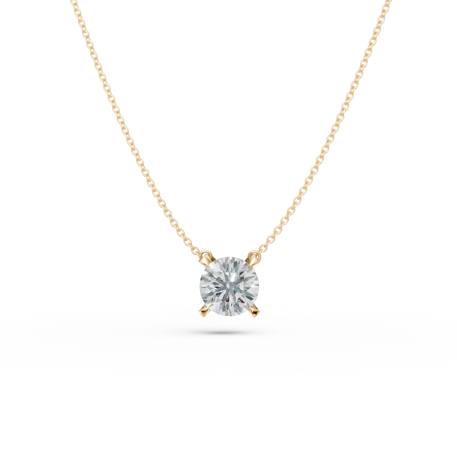 Colier din aur galben cu diamant solitaire de 1.05ct creat in laborator