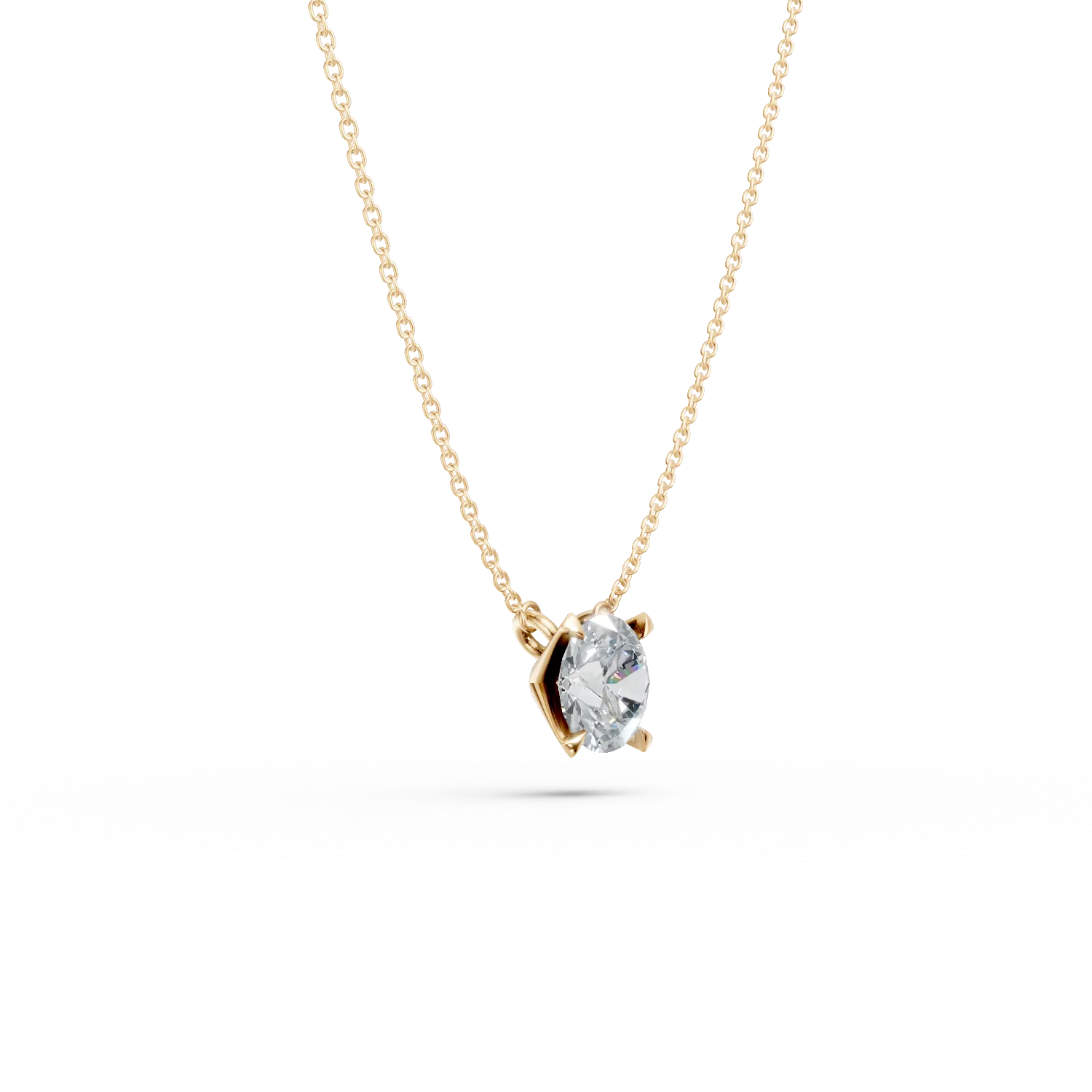 Colier din aur galben cu diamant solitaire de 1.05ct creat in laborator