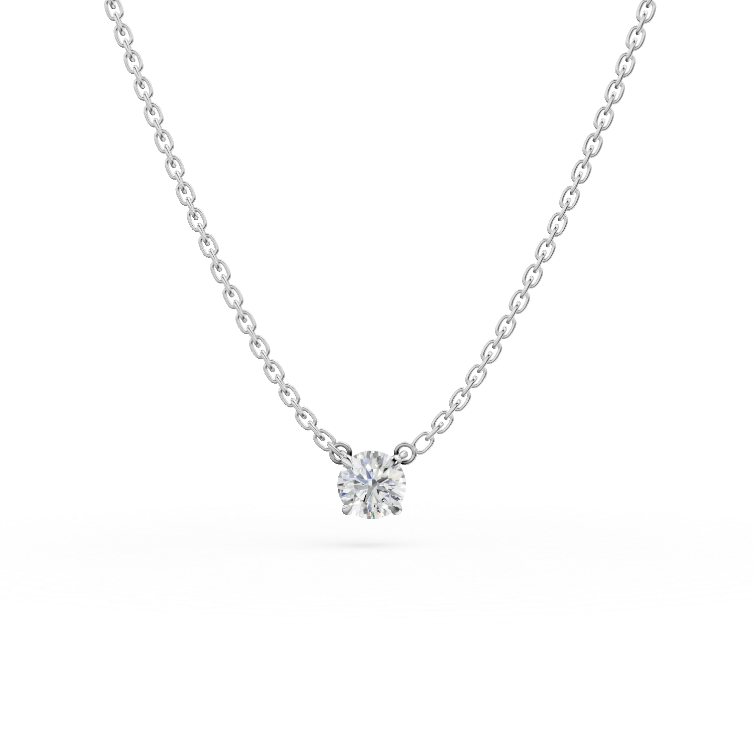 Colier din aur alb cu diamant solitaire de 1.54ct creat in laborator