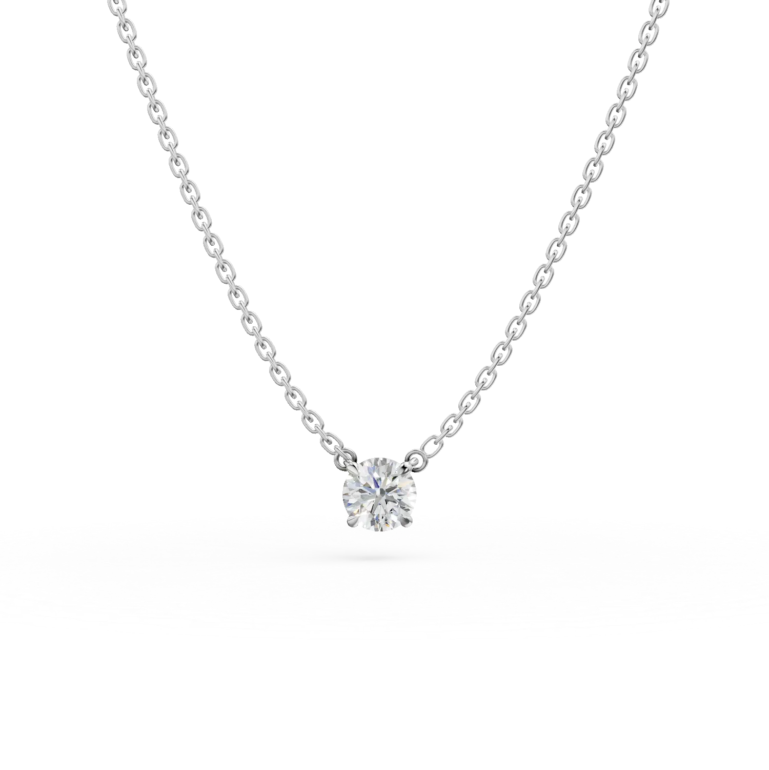 Colier din aur alb cu diamant solitaire de 2.05ct creat in laborator