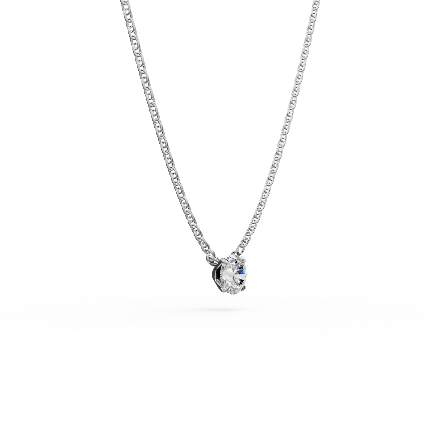 Colier din aur alb cu diamant solitaire de 2.05ct creat in laborator