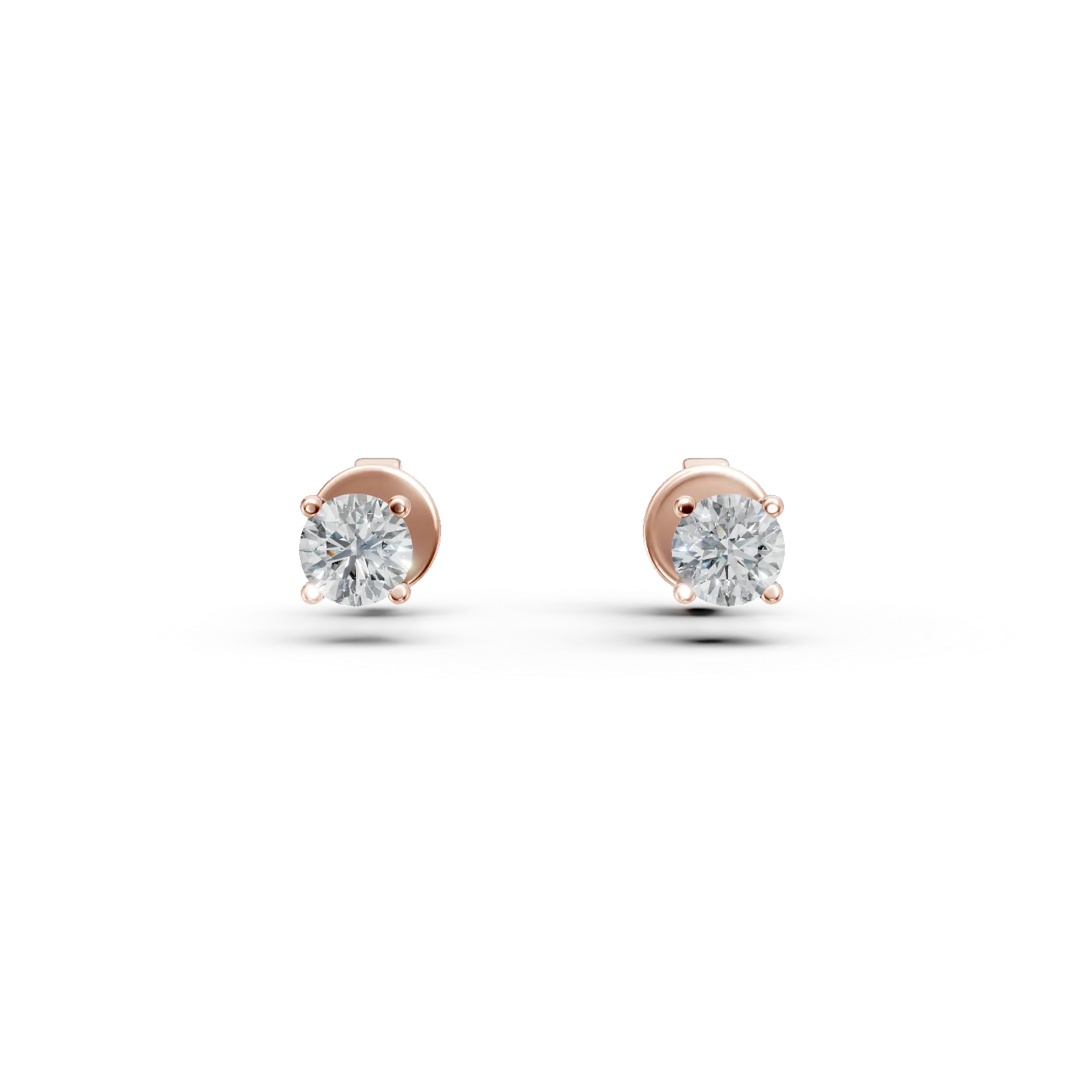 Cercei din aur roz cu diamante solitaire de 0.4ct create in laborator taietura rotunda