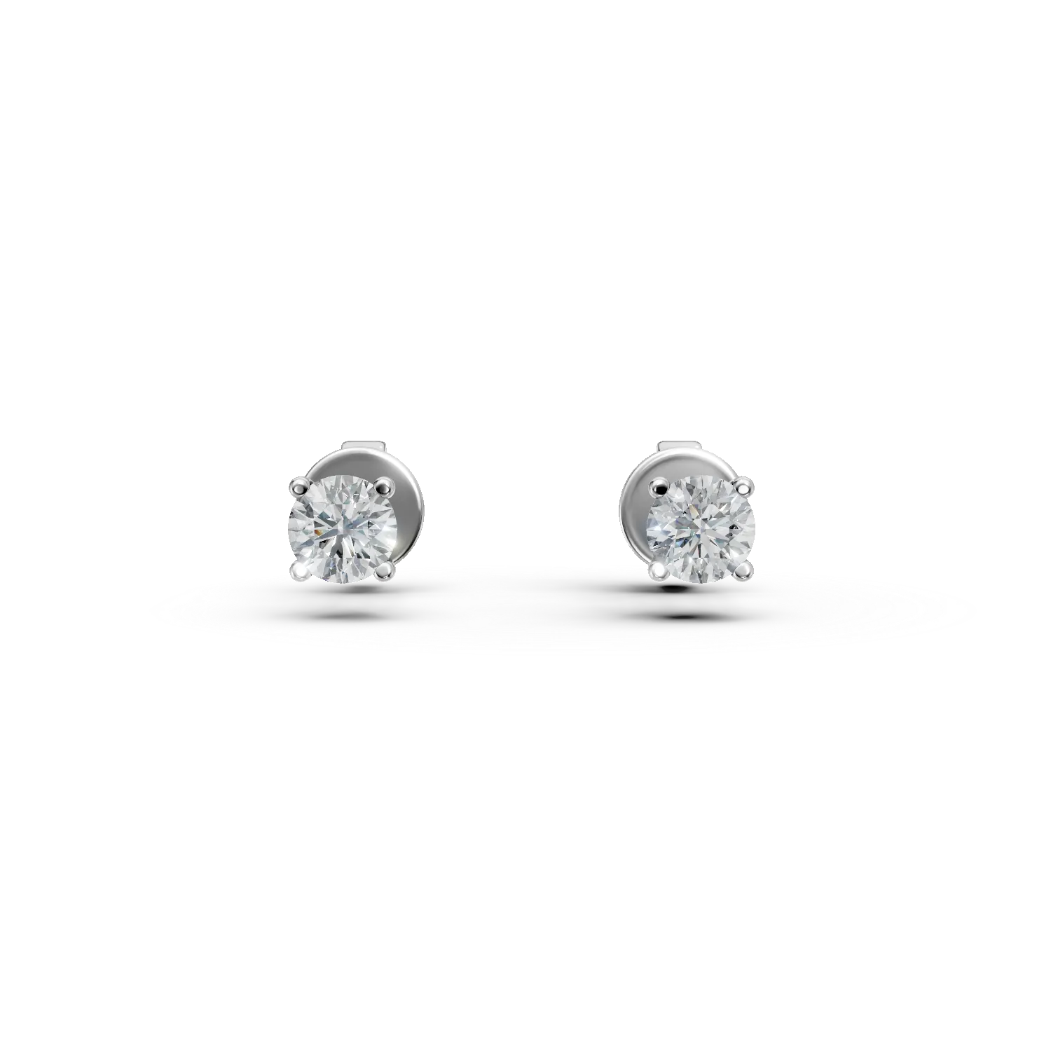 Cercei din aur alb cu diamante solitaire de 0.4ct create in laborator taietura rotunda