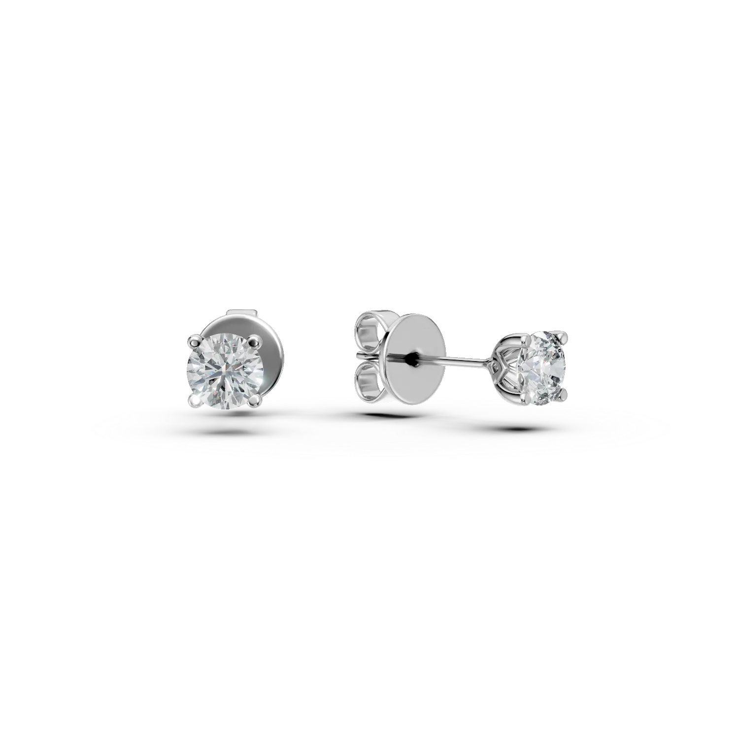 Cercei din aur alb cu diamante solitaire de 0.4ct create in laborator taietura rotunda