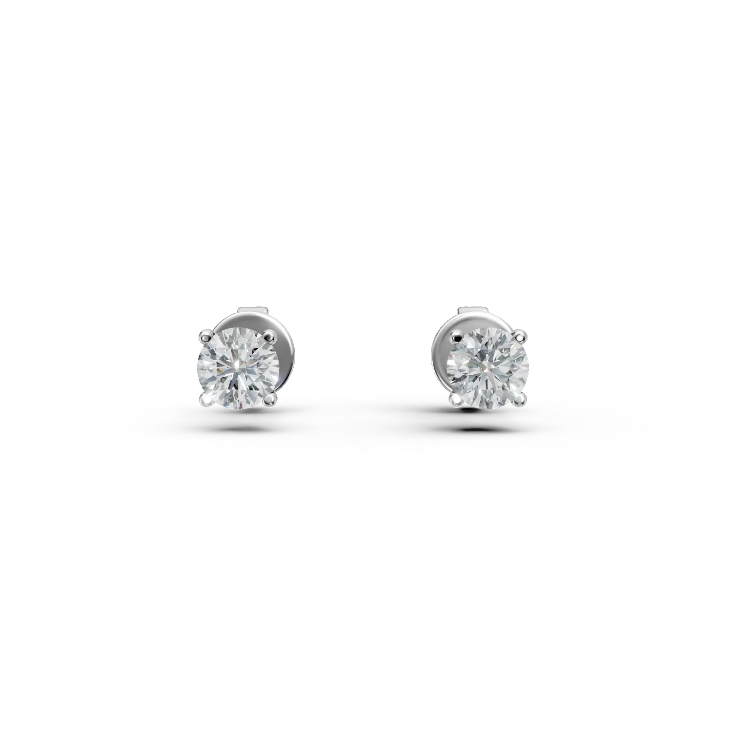 Cercei din aur alb cu diamante solitaire de 0.5ct create in laborator taietura rotunda