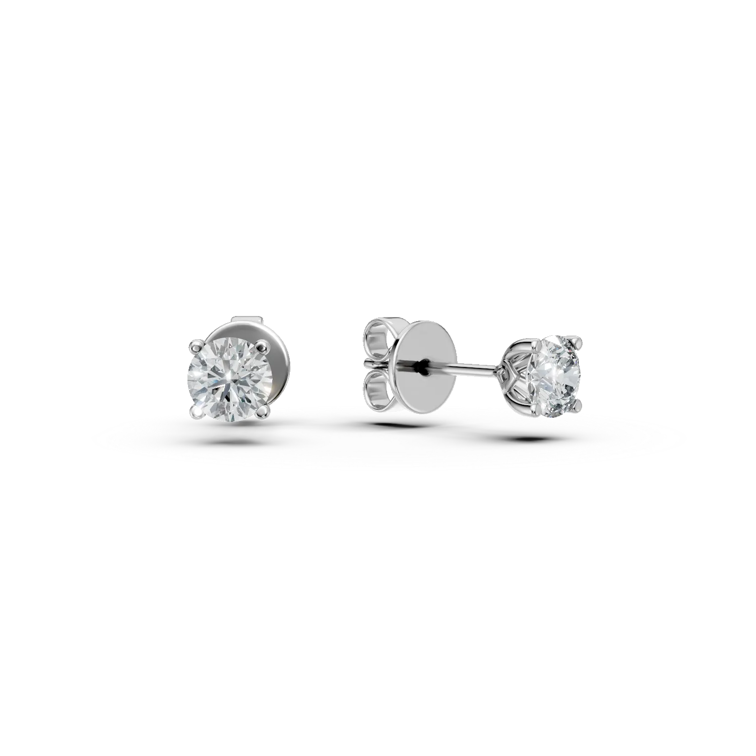 Cercei din aur alb cu diamante solitaire de 0.5ct create in laborator taietura rotunda
