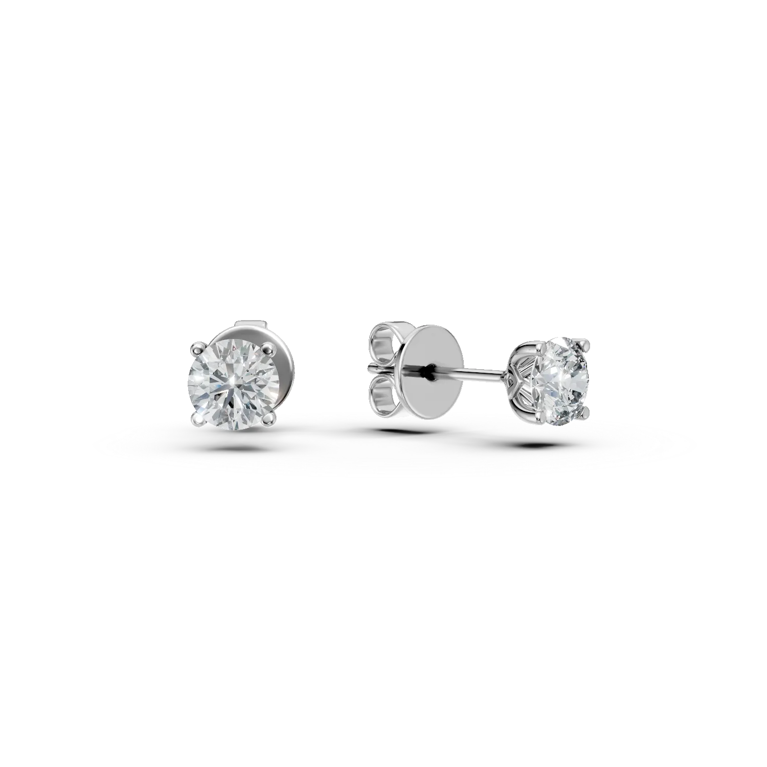 Cercei din aur alb cu diamante solitaire de 0.6ct create in laborator taietura rotunda