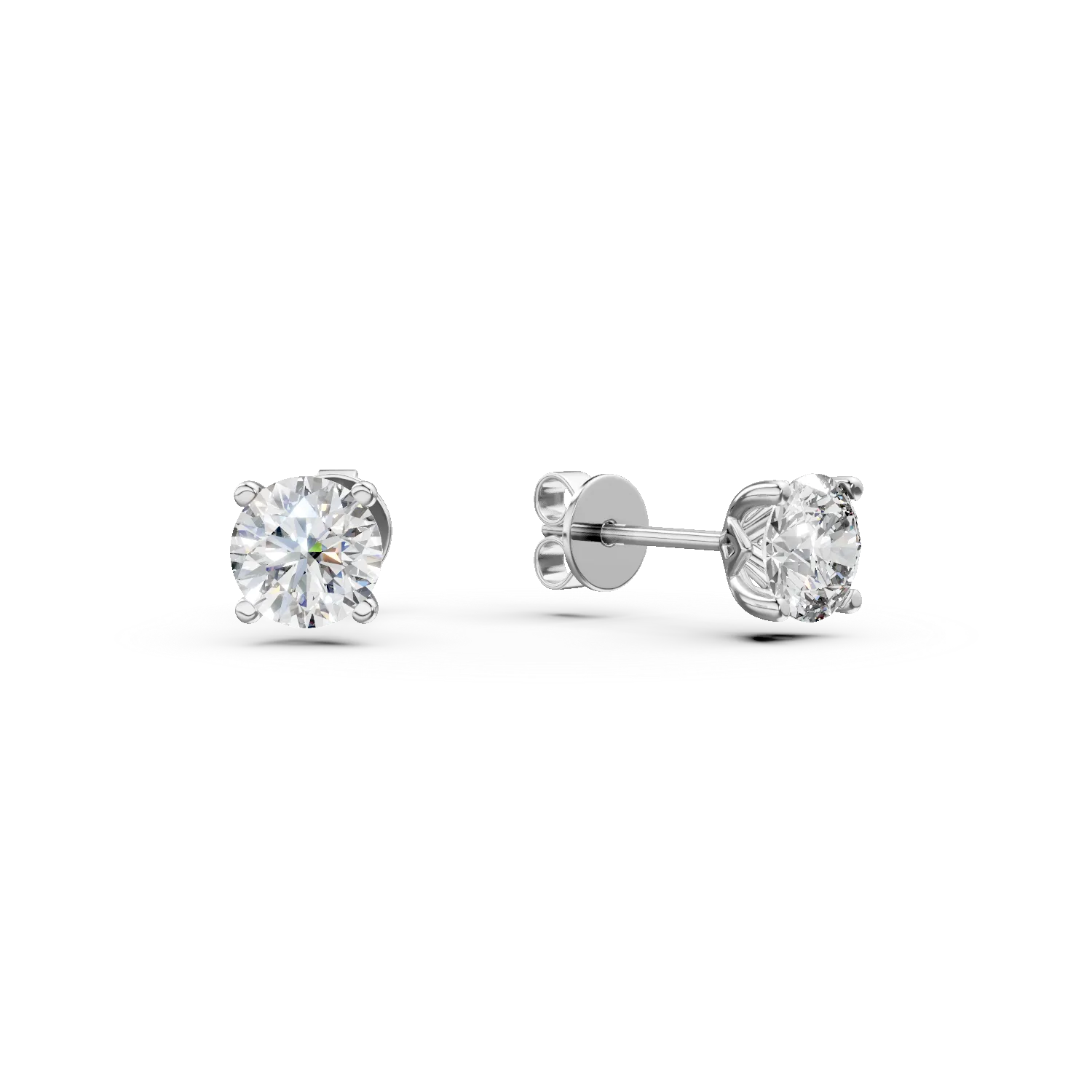 Cercei din aur alb cu diamante solitaire de 0.6ct create in laborator taietura rotunda