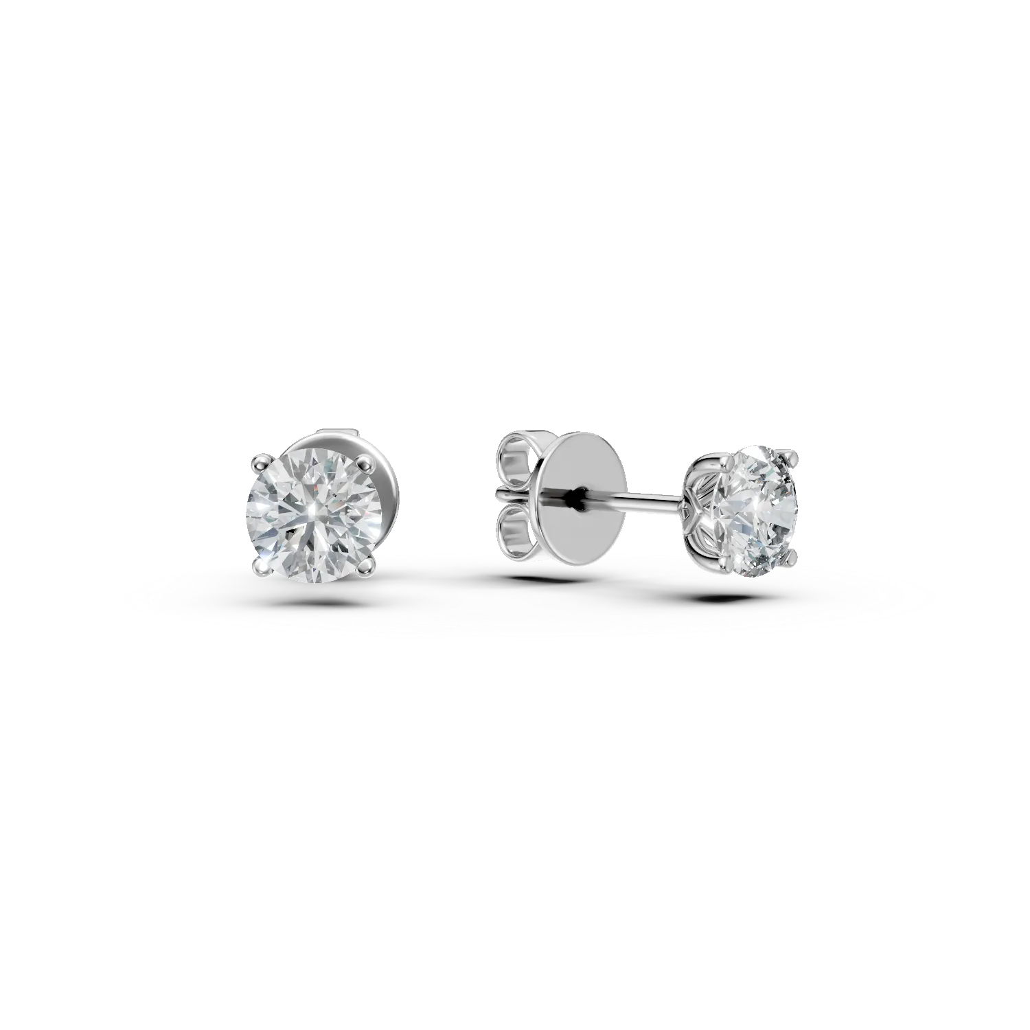 Cercei din aur alb cu diamante solitaire de 0.8ct create in laborator taietura rotunda