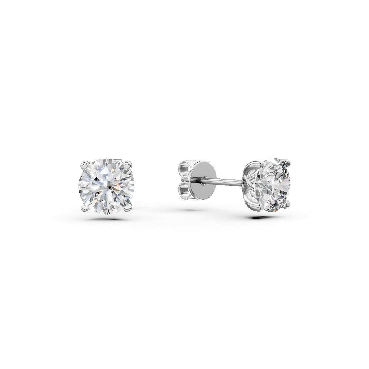 Cercei din aur alb cu diamante solitaire de 0.8ct create in laborator taietura rotunda