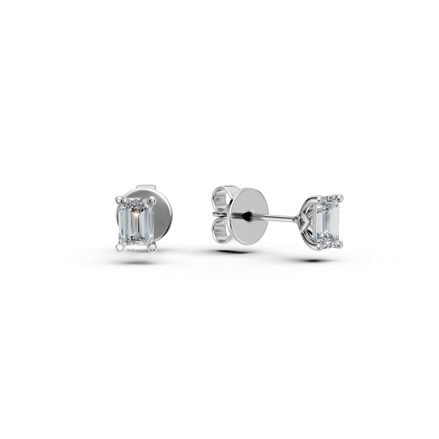 Cercei din aur alb cu diamante solitaire de 0.4ct create in laborator
