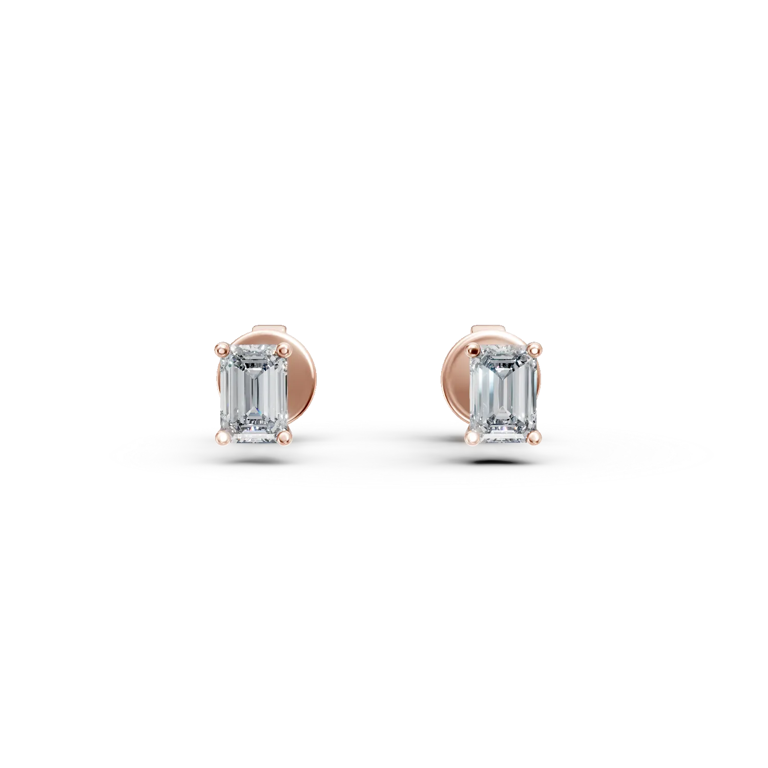 Cercei din aur roz cu diamante solitaire de 0.5ct create in laborator